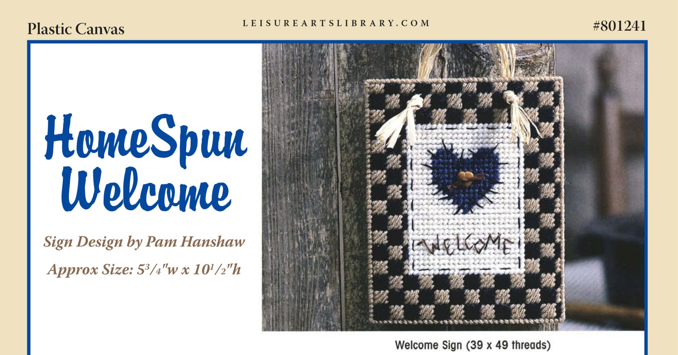 Leisure Arts Homespun Welcome Sign Plastic Canvas ePattern