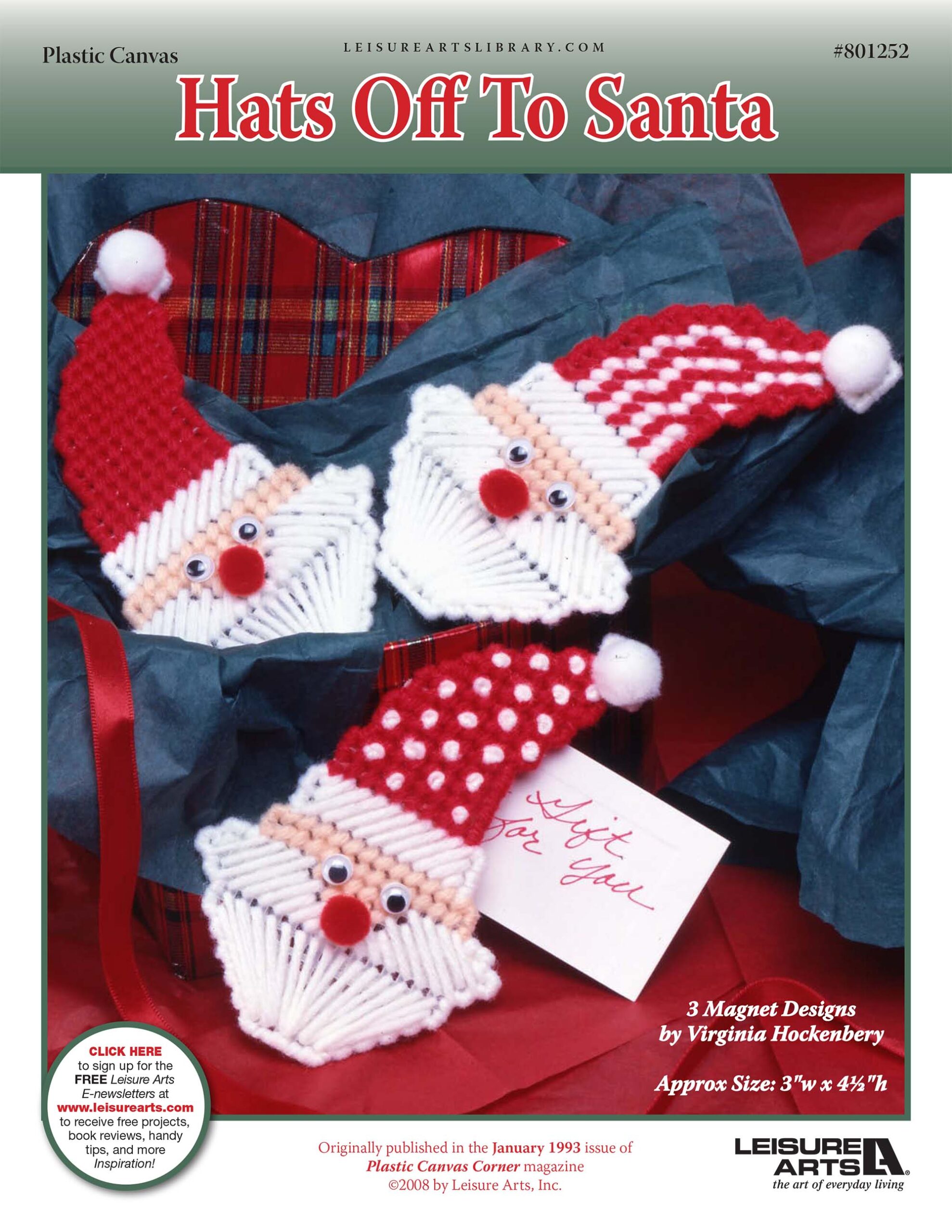Leisure Arts Hats off to Santa Magnets Plastic Canvas ePattern