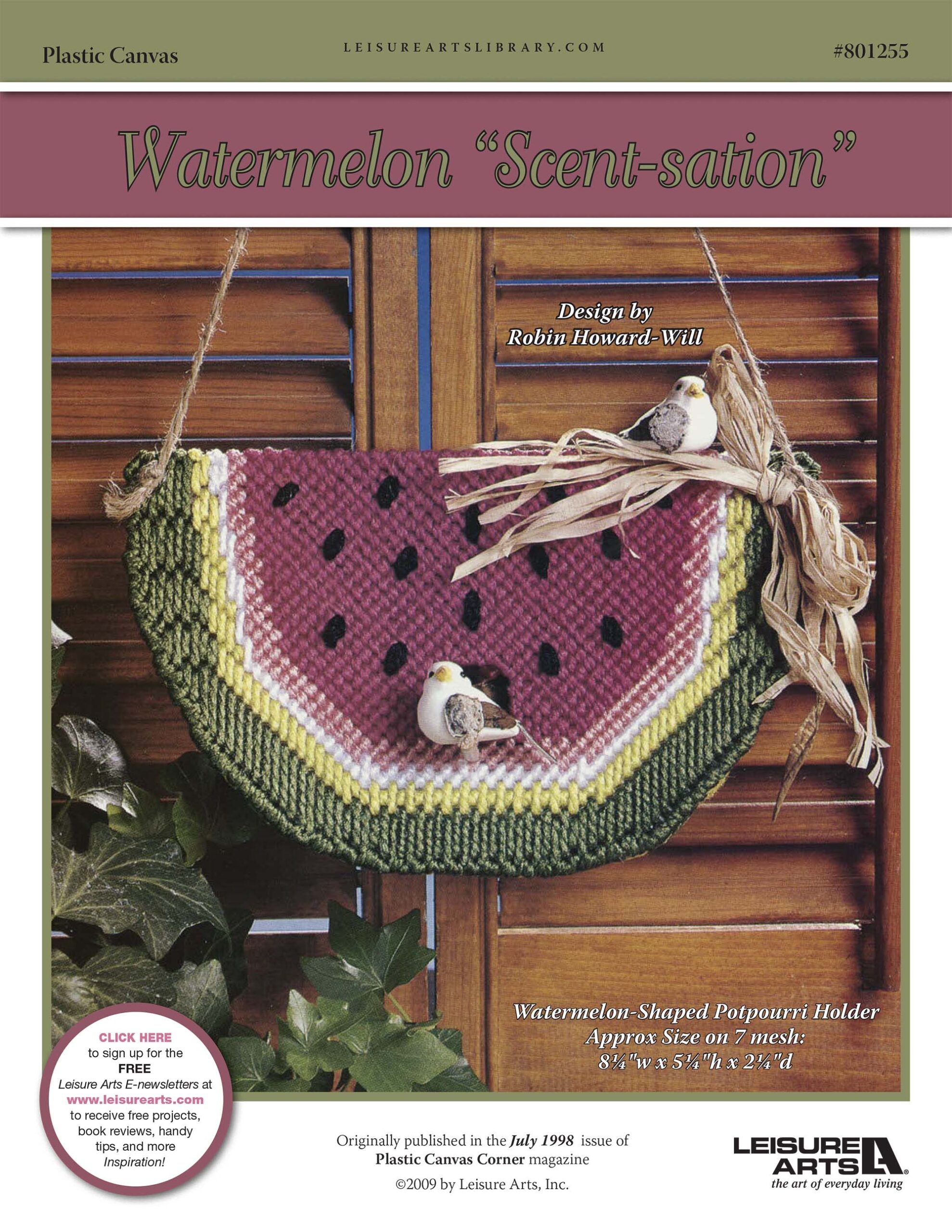 Leisure Arts Watermelon Scentsation Potpourri Holder Plastic Canvas ePattern