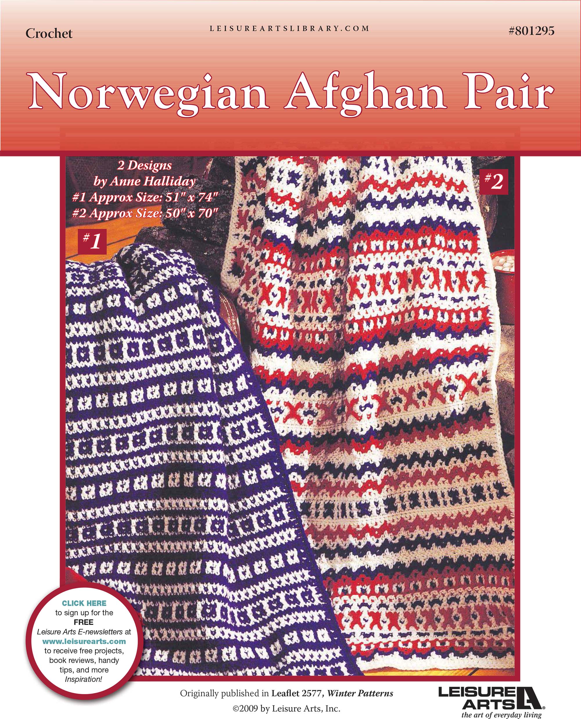 Leisure Arts Winter Norwegian Afghan Pair Crochet ePattern