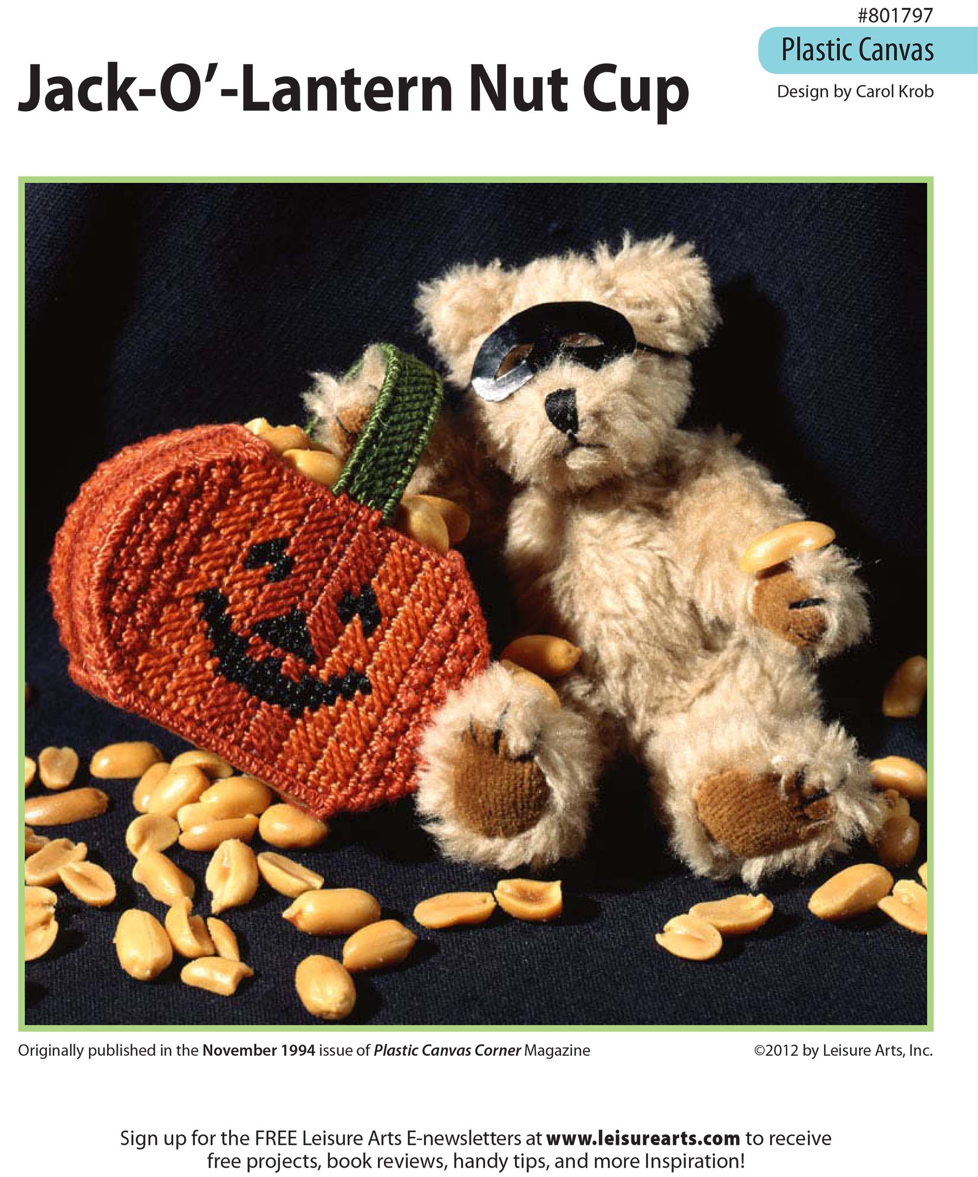 Leisure Arts JackOLantern Nut Cup Plastic Canvas ePattern