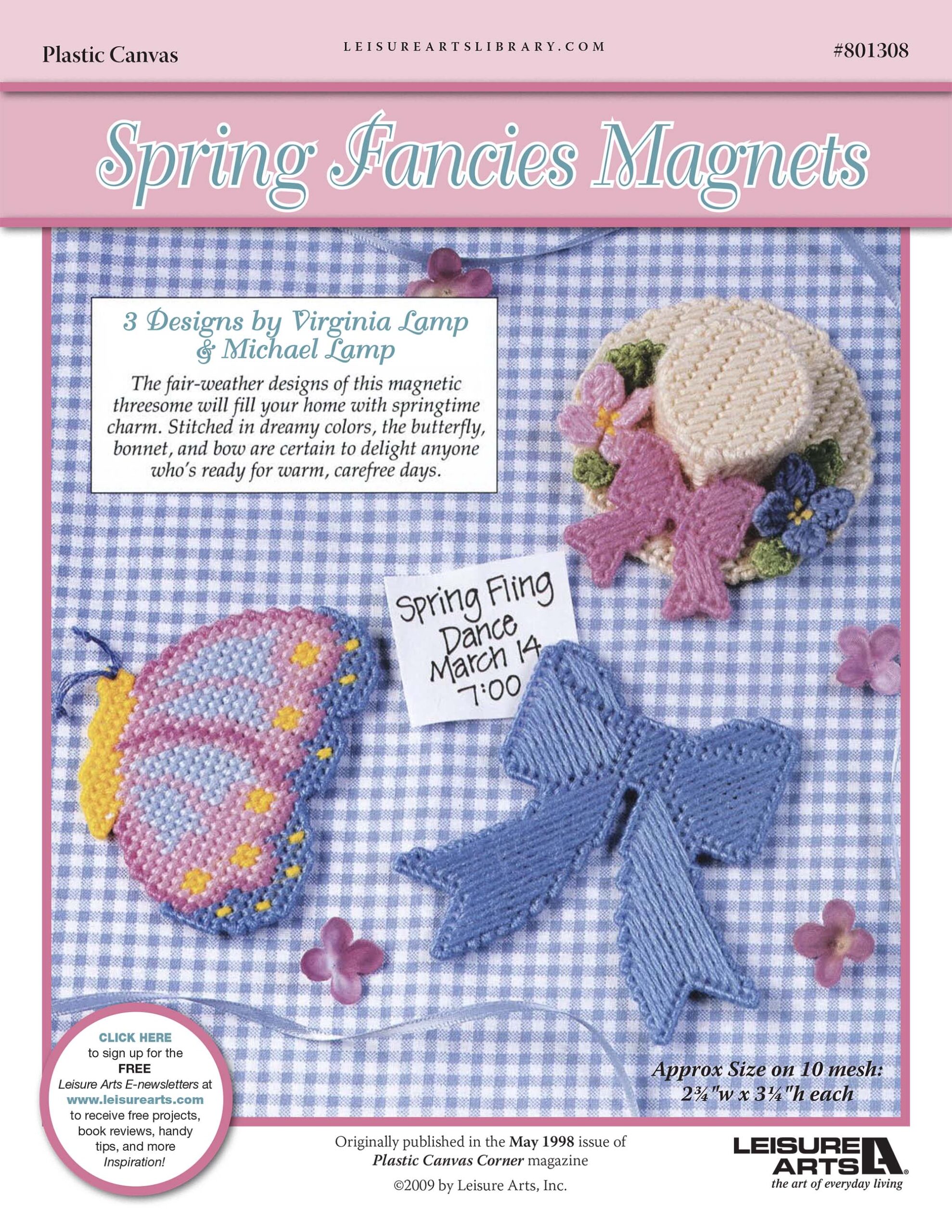 Leisure Arts Spring Fancies Magnets Plastic Canvas ePattern