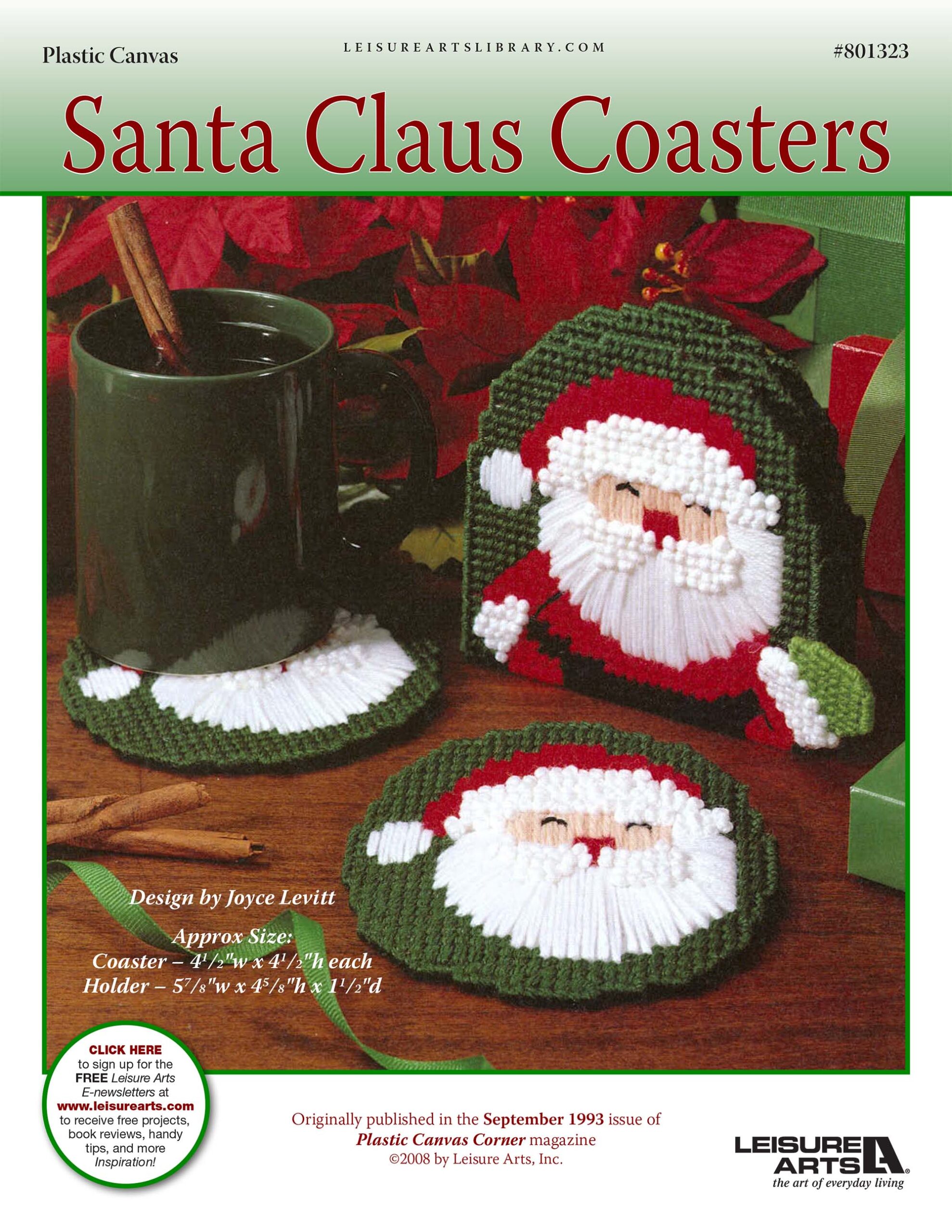 Leisure Arts Santa Claus Coasters Plastic Canvas ePattern