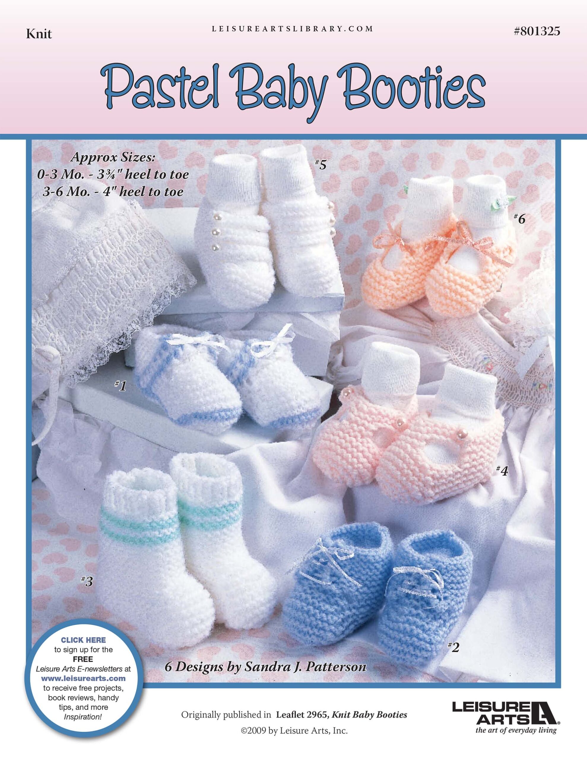 Leisure Arts Knit Baby Booties Pastel Knit ePattern