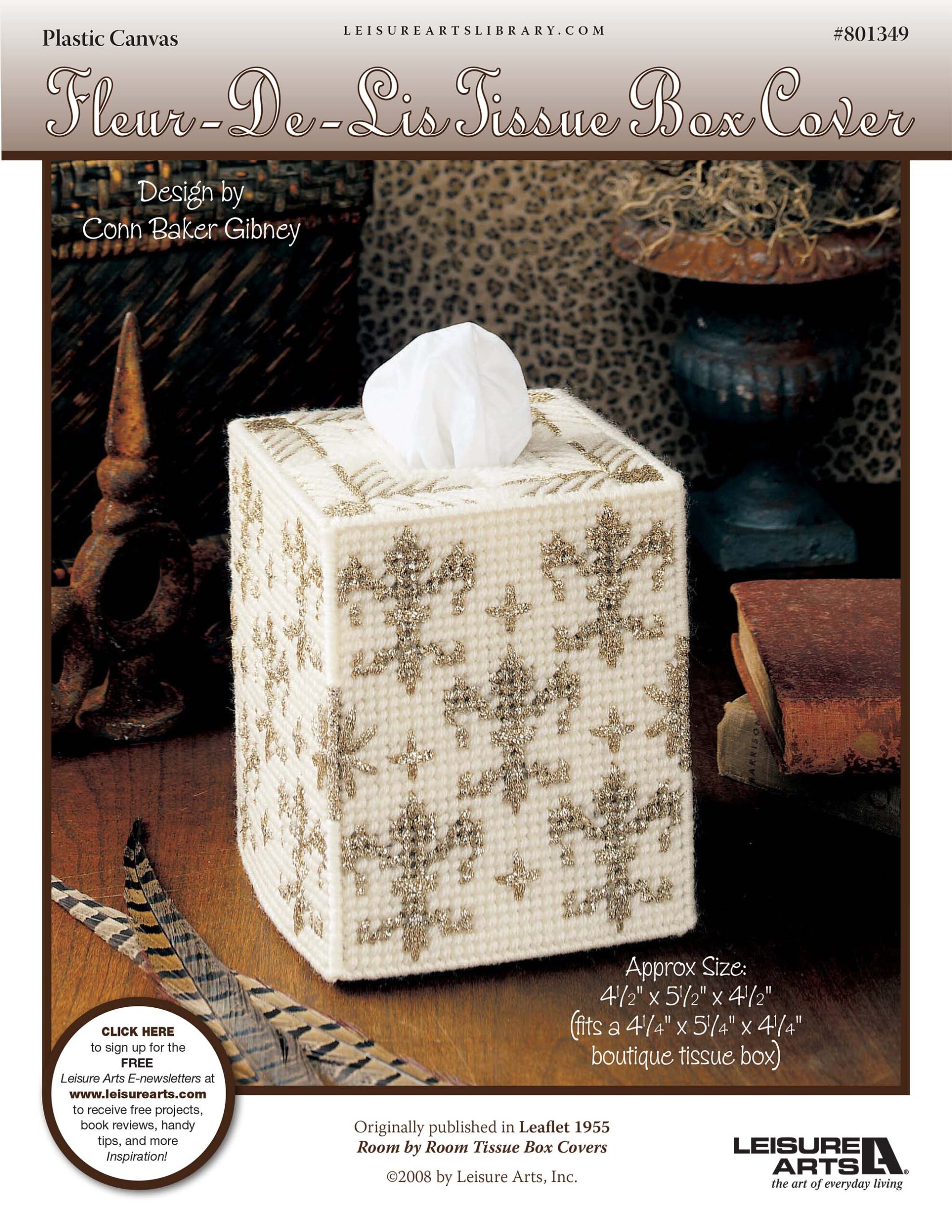 Leisure Arts Room By Room Tissue Box Covers FleurdeLis Plastic Canvas ePattern