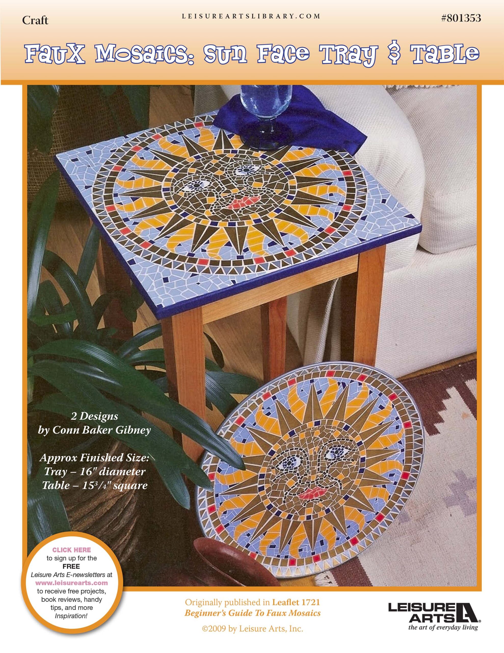 Leisure Arts Mosaic Sun Face Tray Table ePattern