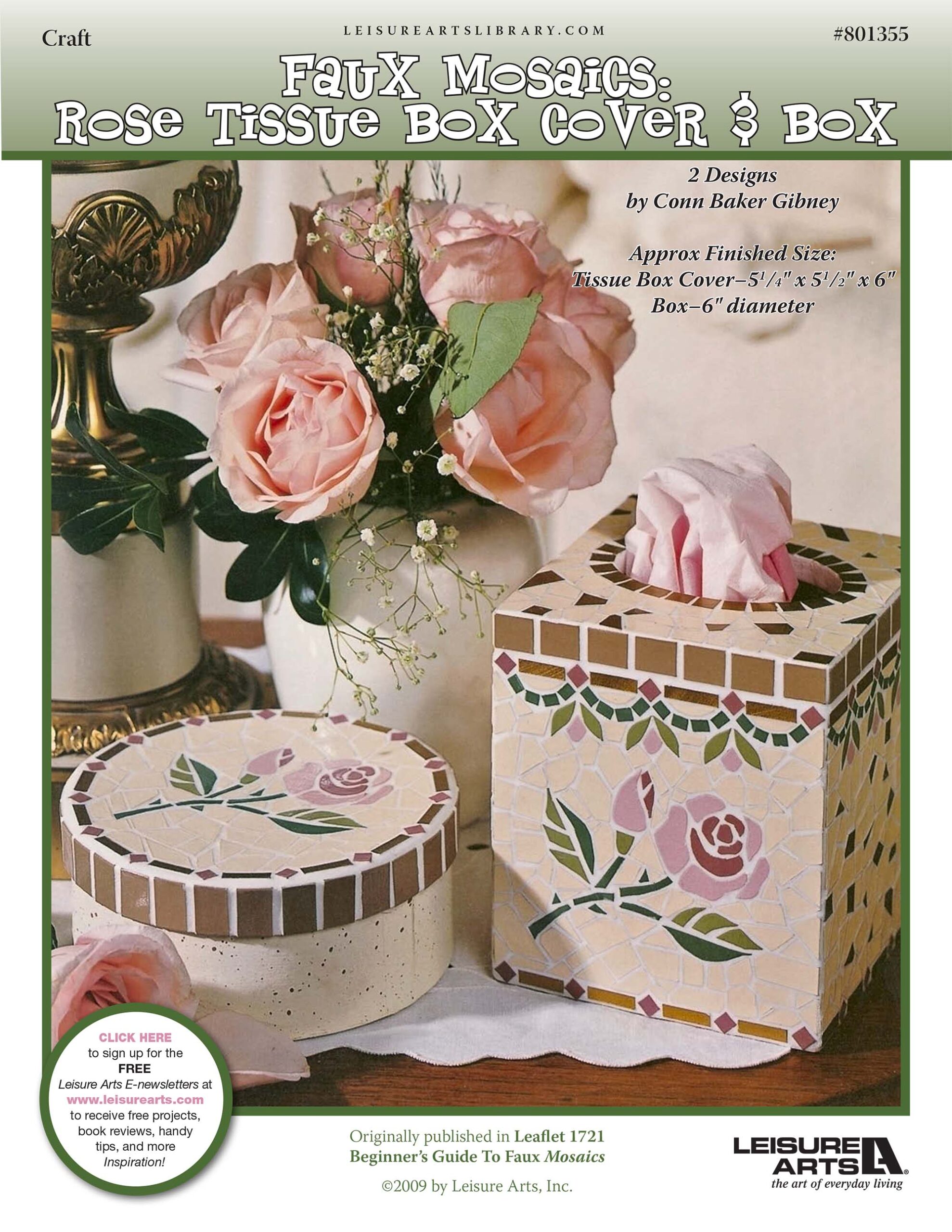 Leisure Arts Mosaic Rose Tissue Box Cover Box ePattern