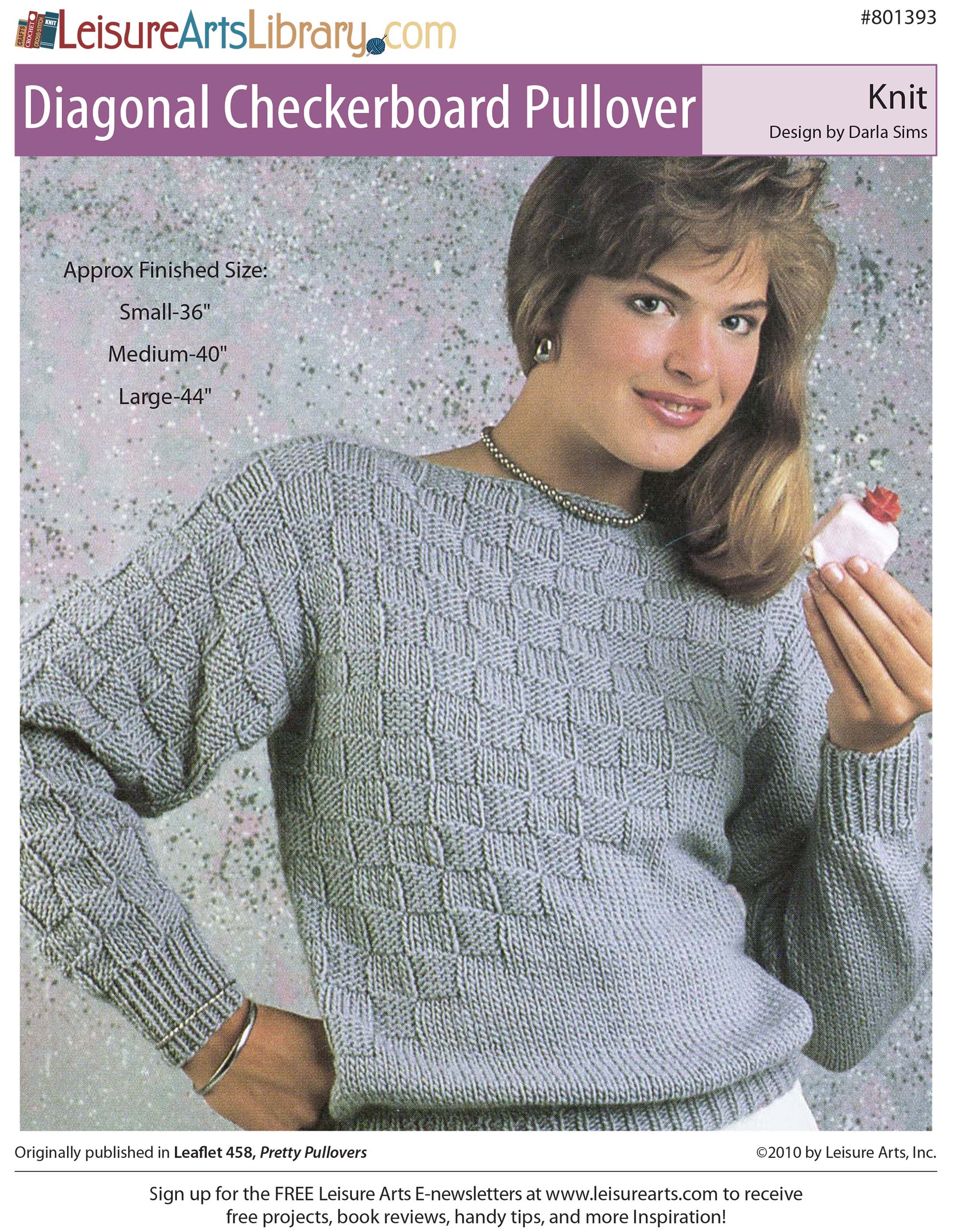 Leisure Arts Pretty Pullovers Diagonal Checkboard Pullover Knit ePattern