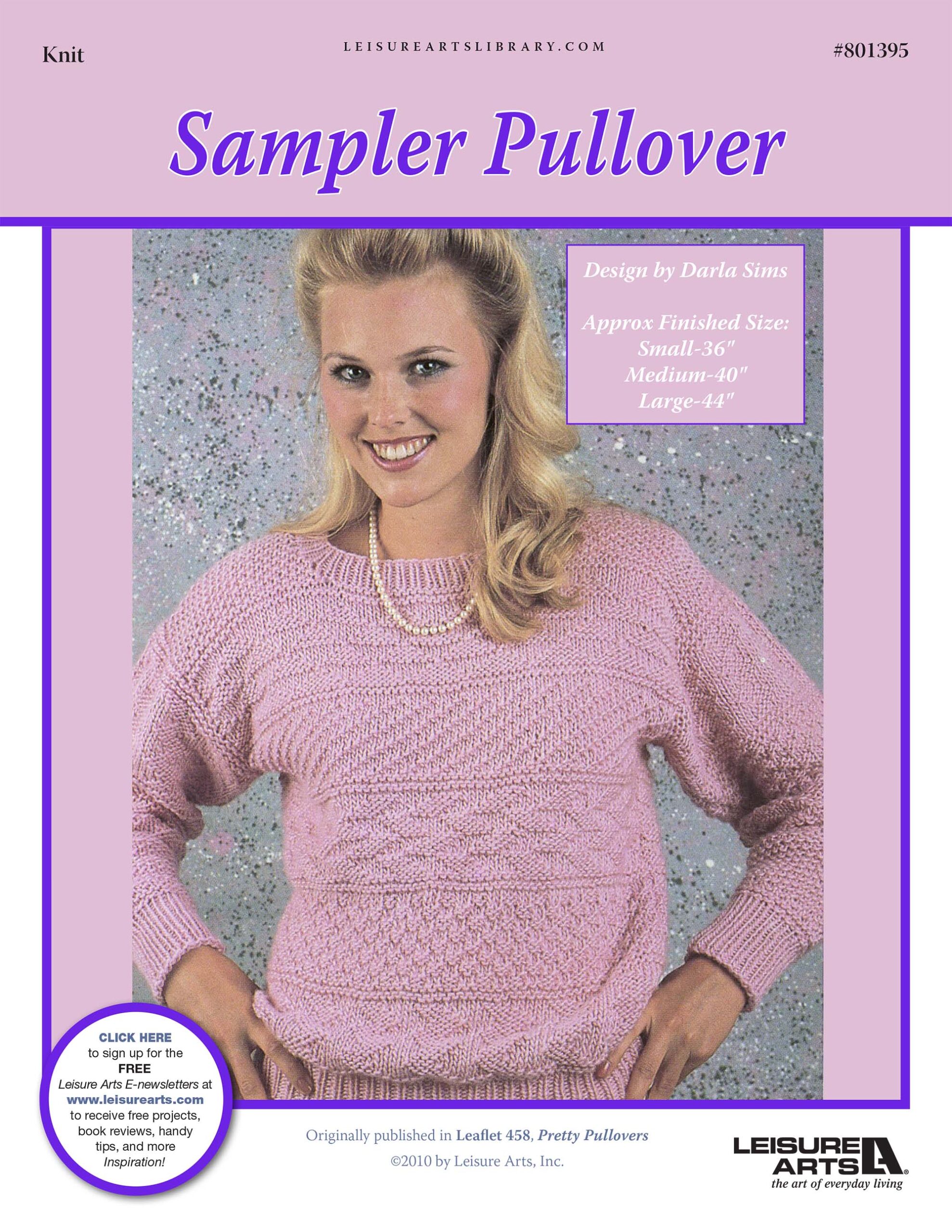 Leisure Arts Pretty Pullovers Sampler Pullover Knit ePattern