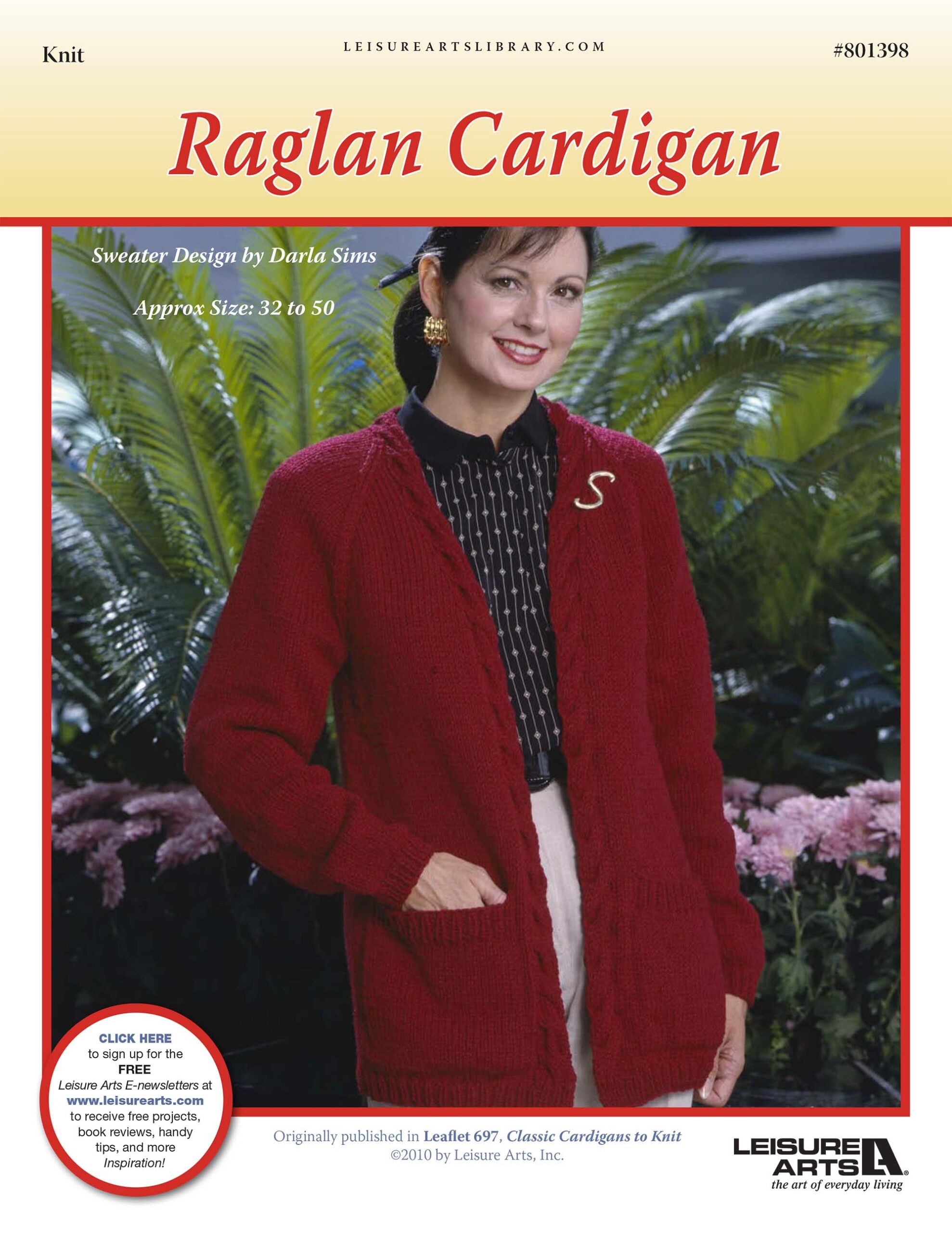 Leisure Arts Classic Cardigans To Knit Raglan Cardigan ePattern