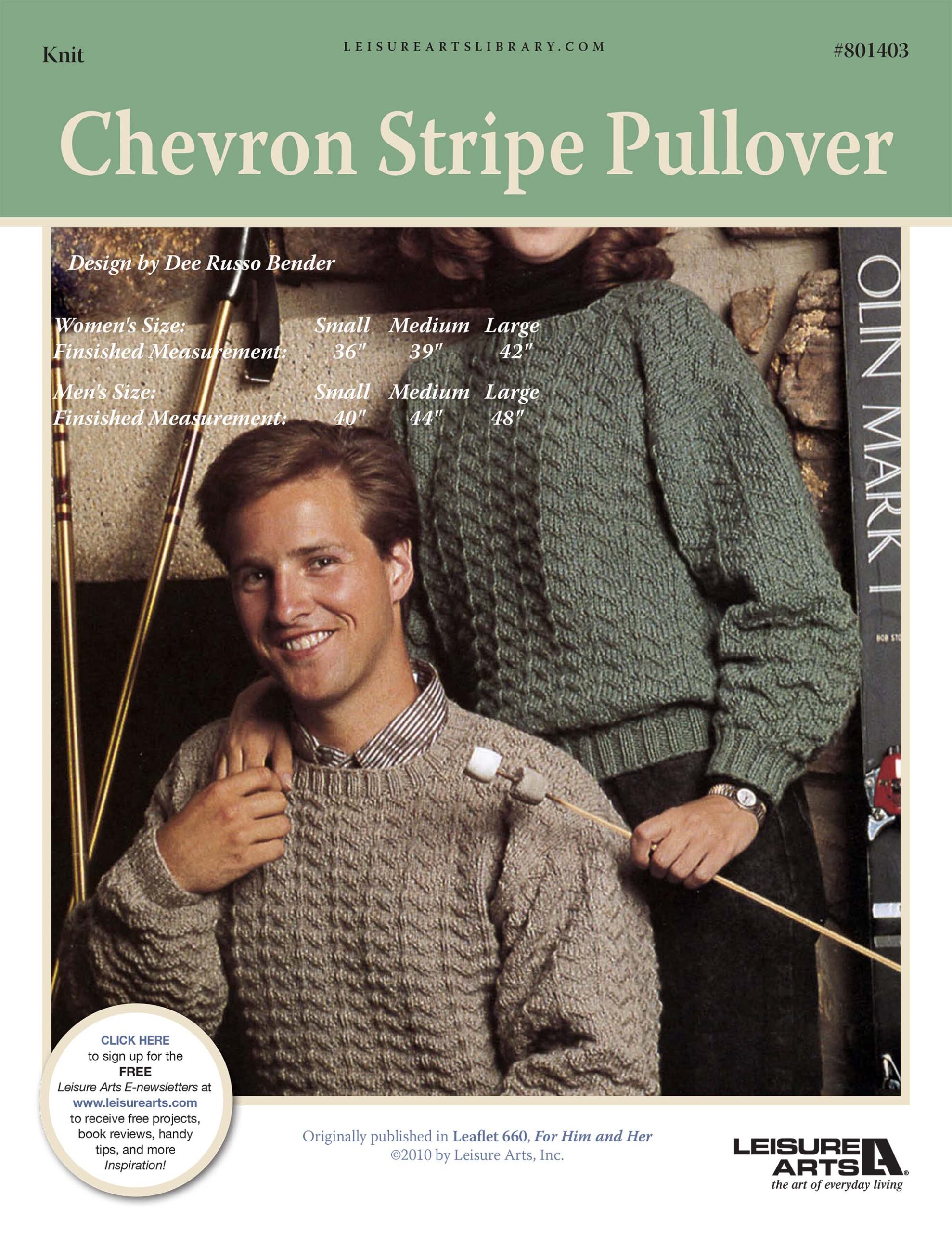 Leisure Arts For Him and Her Chevron Stripe Pullover Knit ePattern