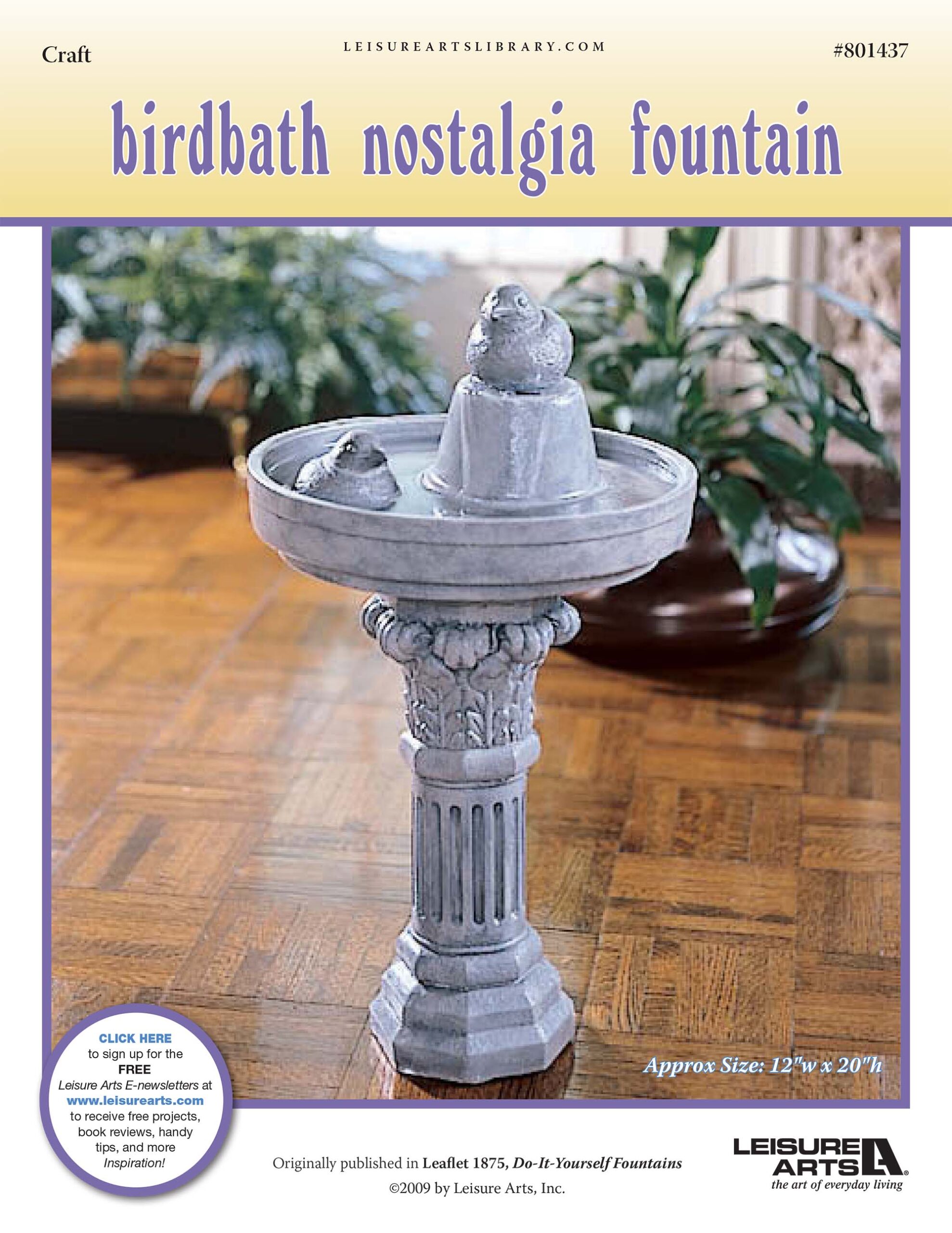 Leisure Arts Do It Yourself Fountain Birdbath Nostalgia ePattern