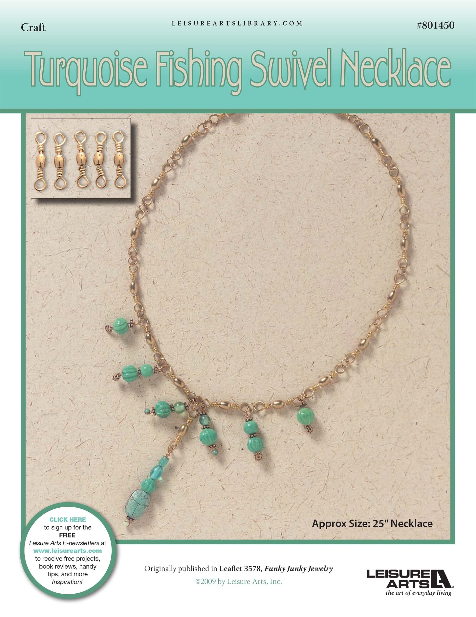 Leisure Arts Funky Junky Jewelry Turquoise Fishing Swivel Necklace ePattern