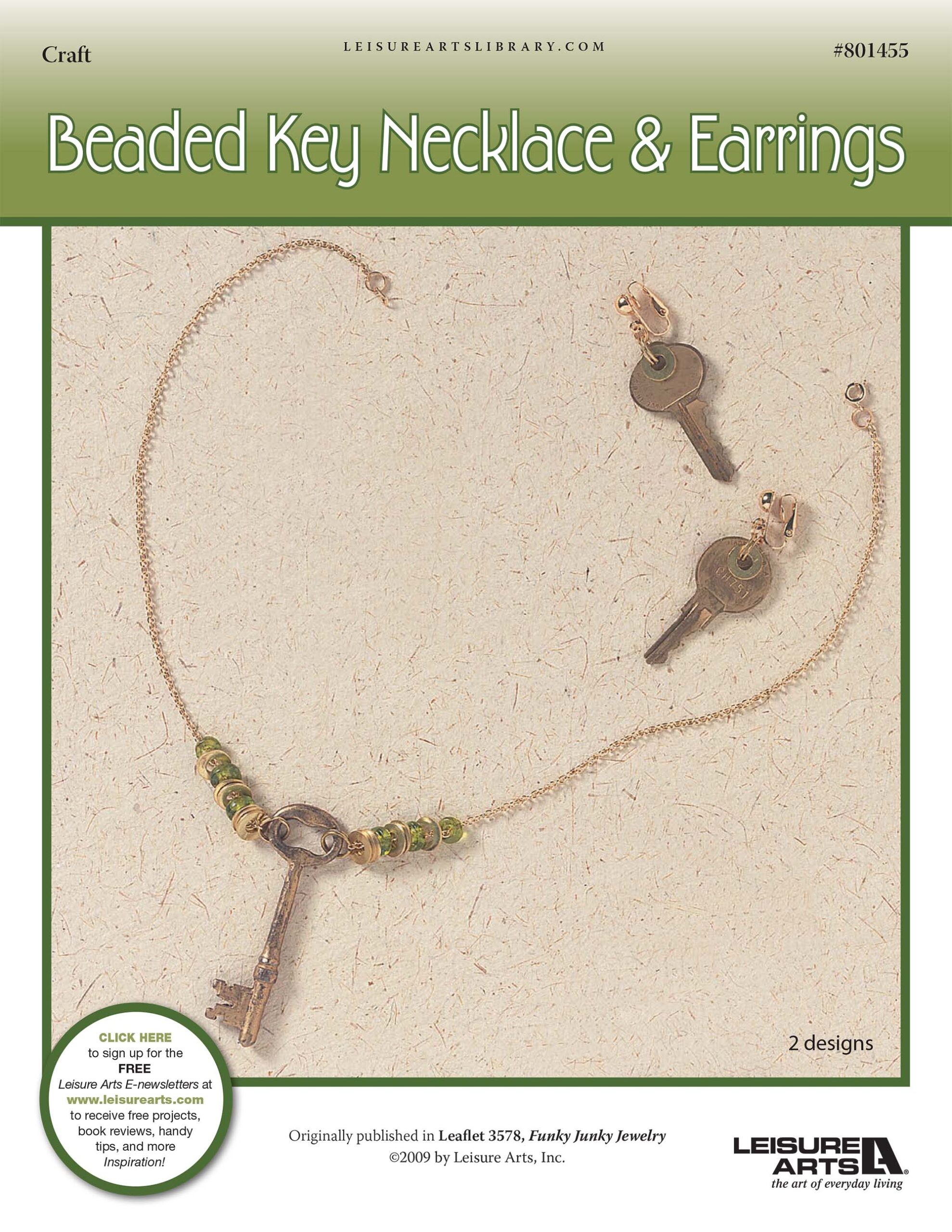 Leisure Arts Funky Junky Jewelry Key Necklace Earrings ePattern