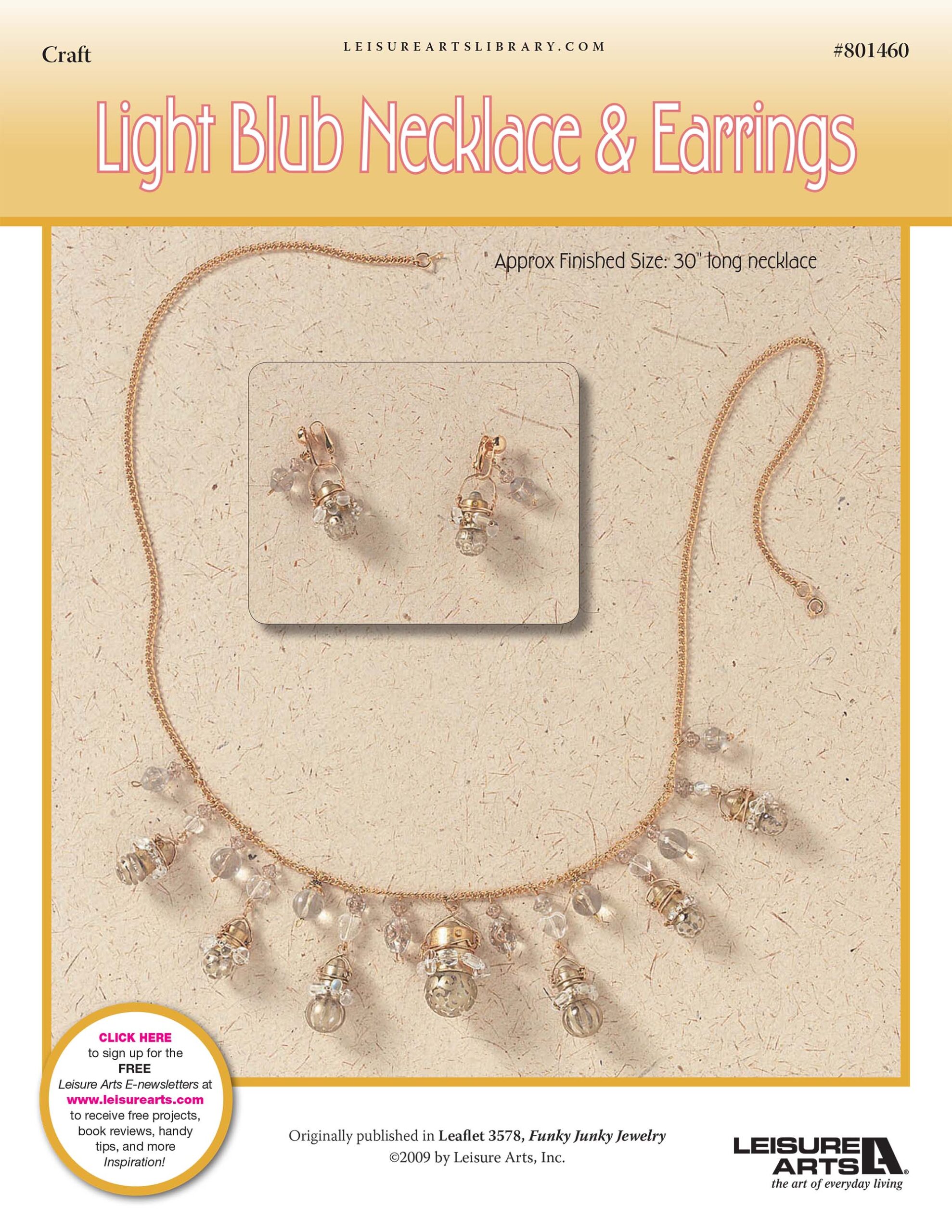 Leisure Arts Funky Junky Jewelry Light Bulb Necklace Earrings ePattern