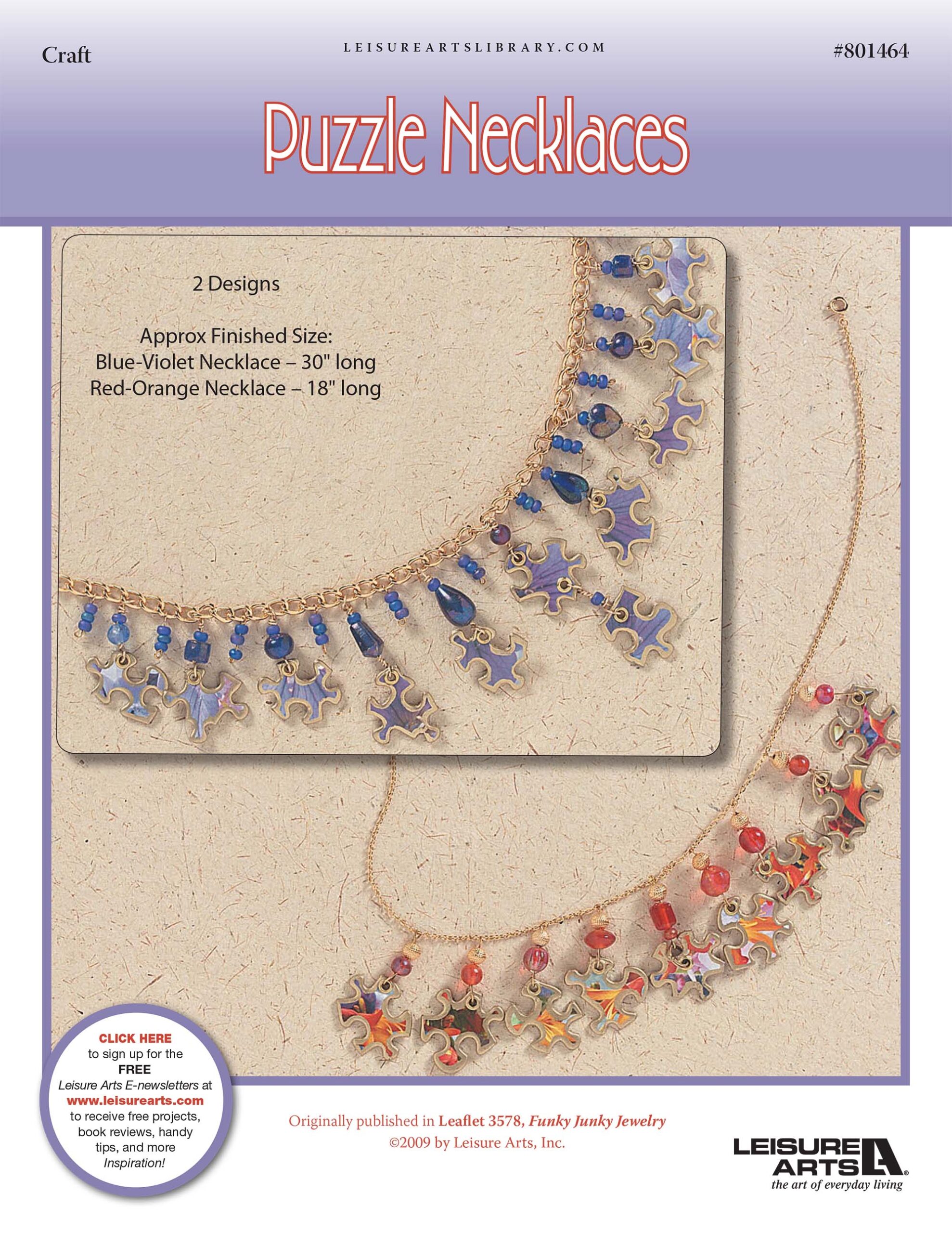 Leisure Arts Funky Junky Jewelry Puzzle Necklaces ePattern