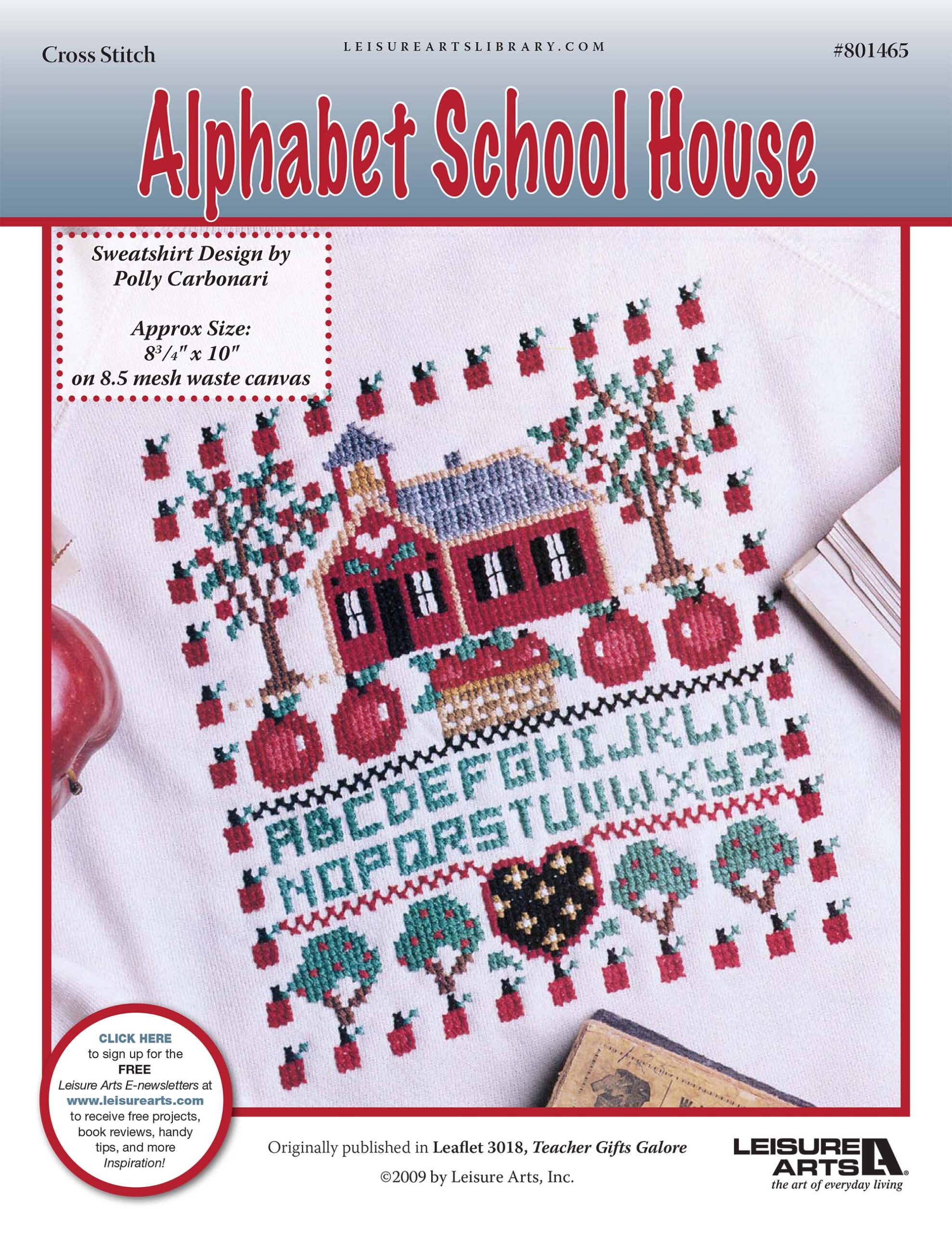 Leisure Arts Alphabet School House Sweatshirt Cross Stitch ePattern