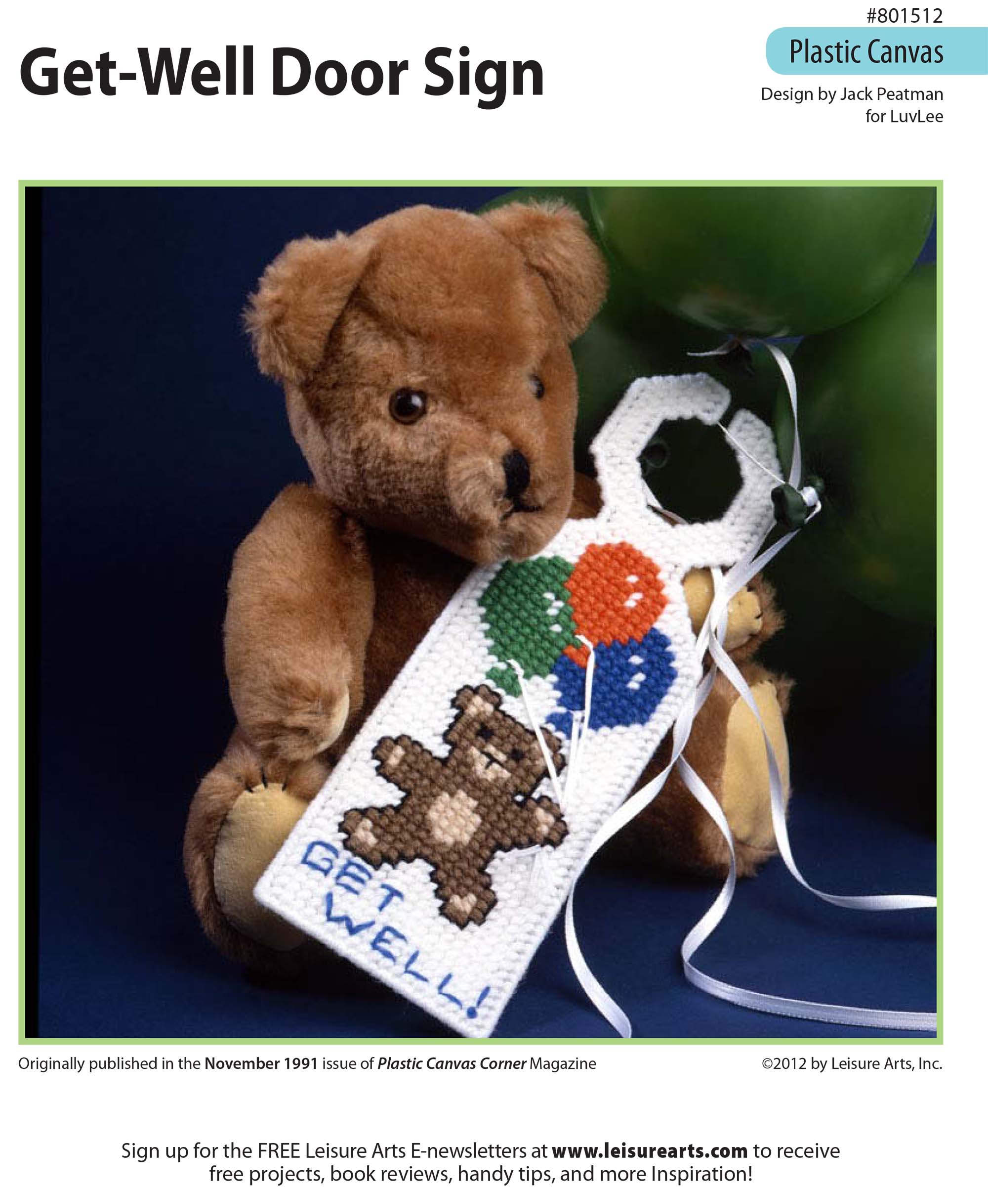 Leisure Arts GetWell Door Sign Plastic Canvas ePattern