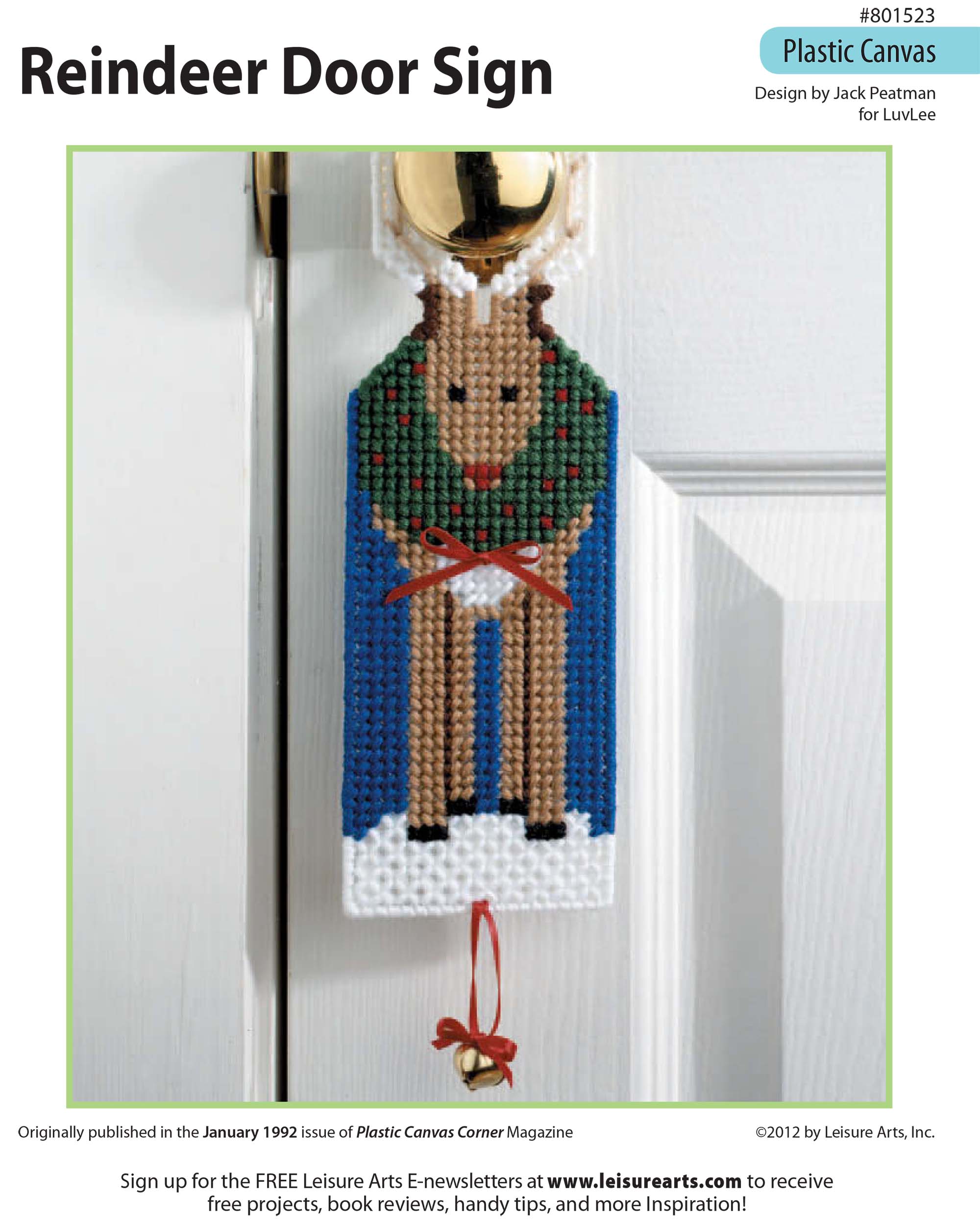 Leisure Arts Reindeer Door Sign Plastic Canvas ePattern