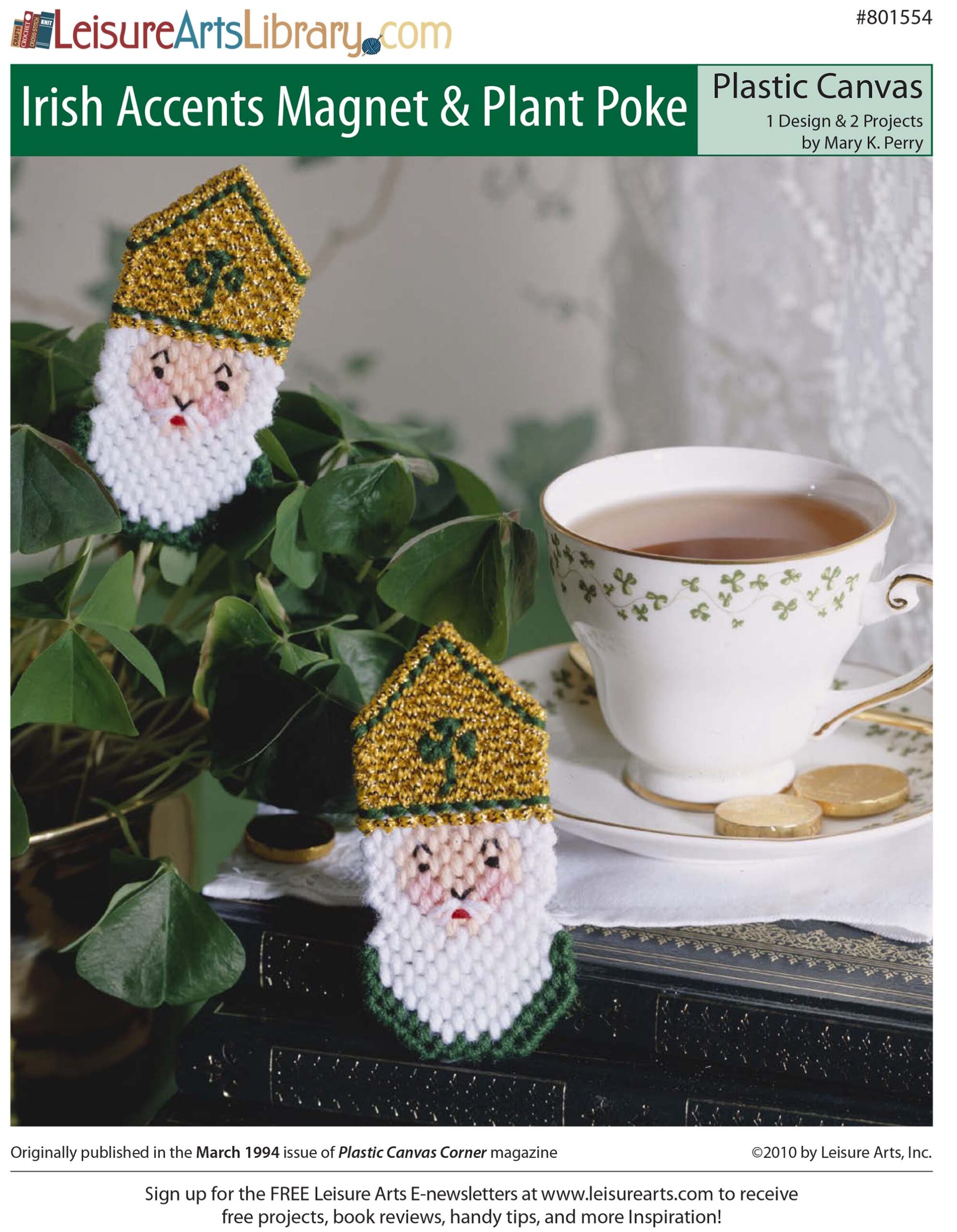 Leisure Arts Irish Accents Magnet Plant Poke Plastic Canvas ePattern