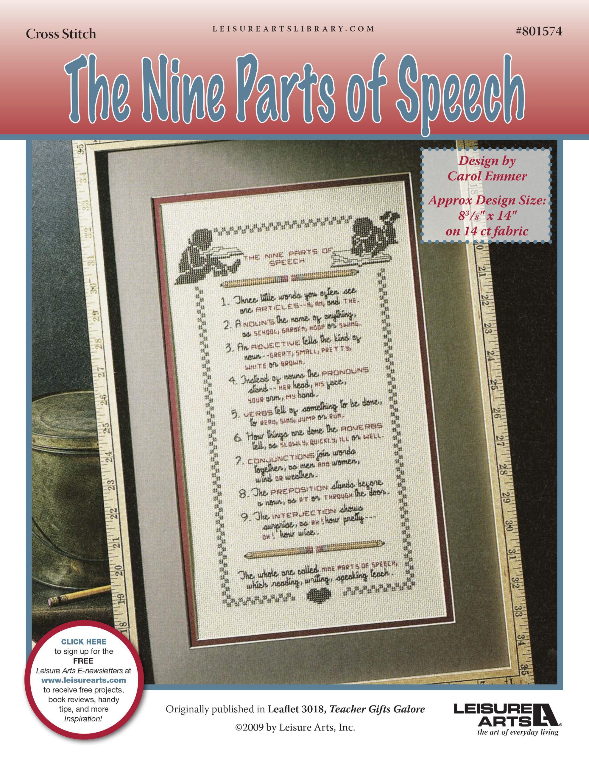 Leisure Arts Nine Parts of Speech Cross Stitch ePattern
