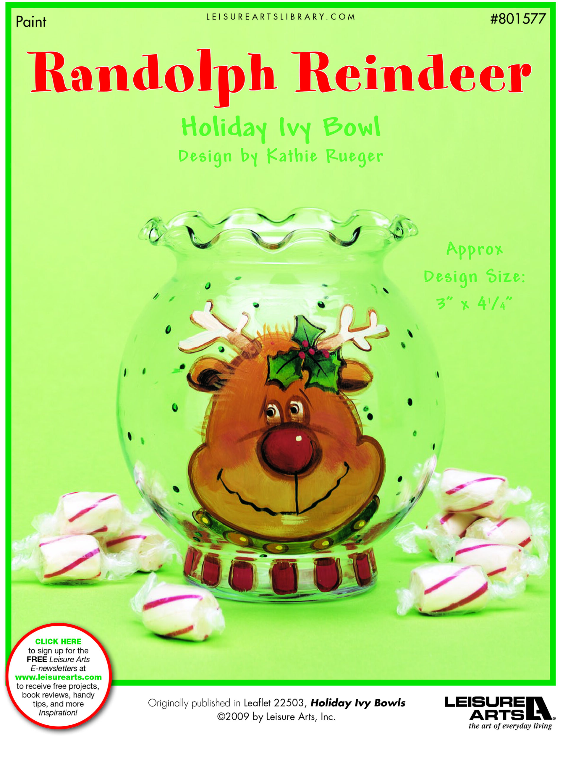 Leisure Arts ePattern Randolph Reindeer Ivy Bowl