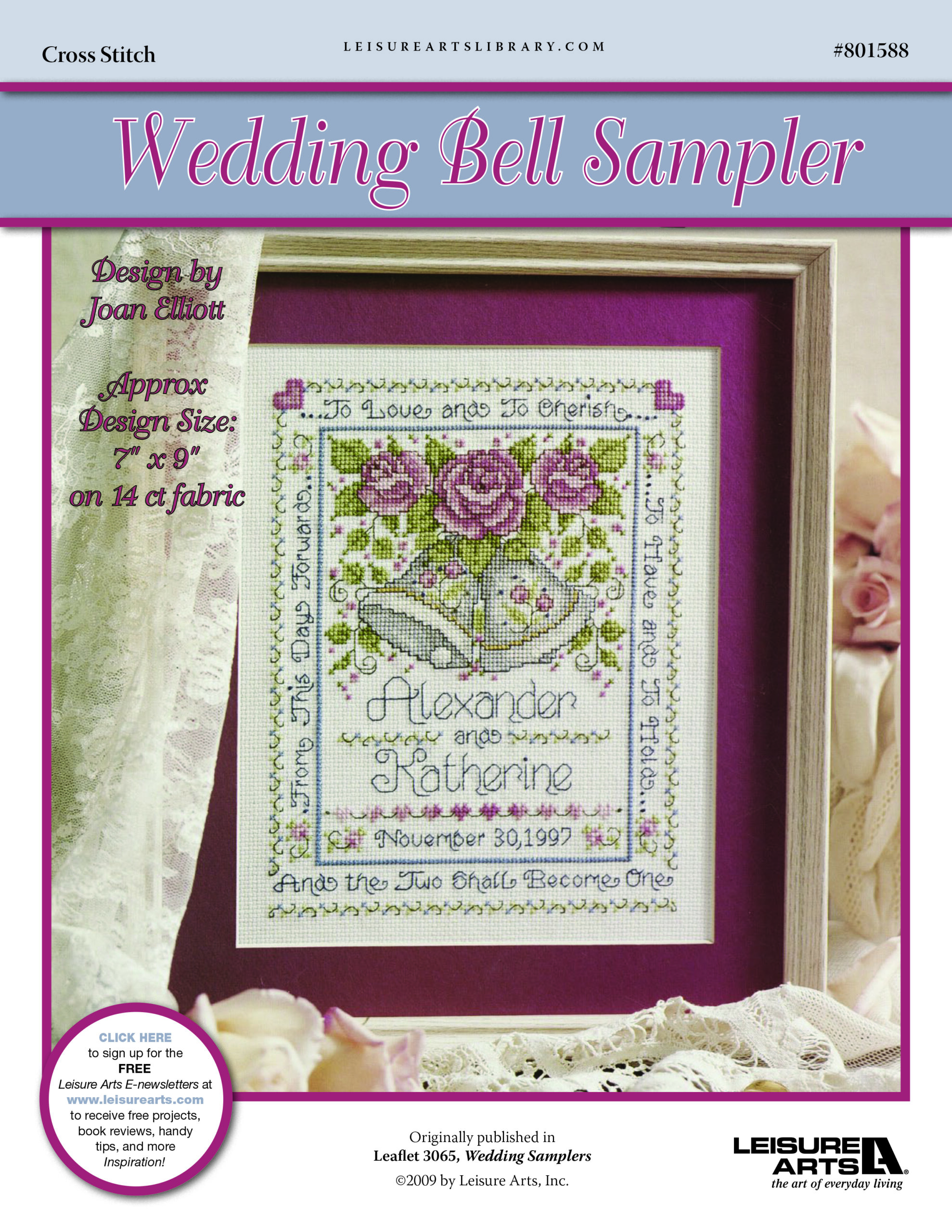 Leisure Arts Wedding Sampler Bells Cross Stitch ePattern