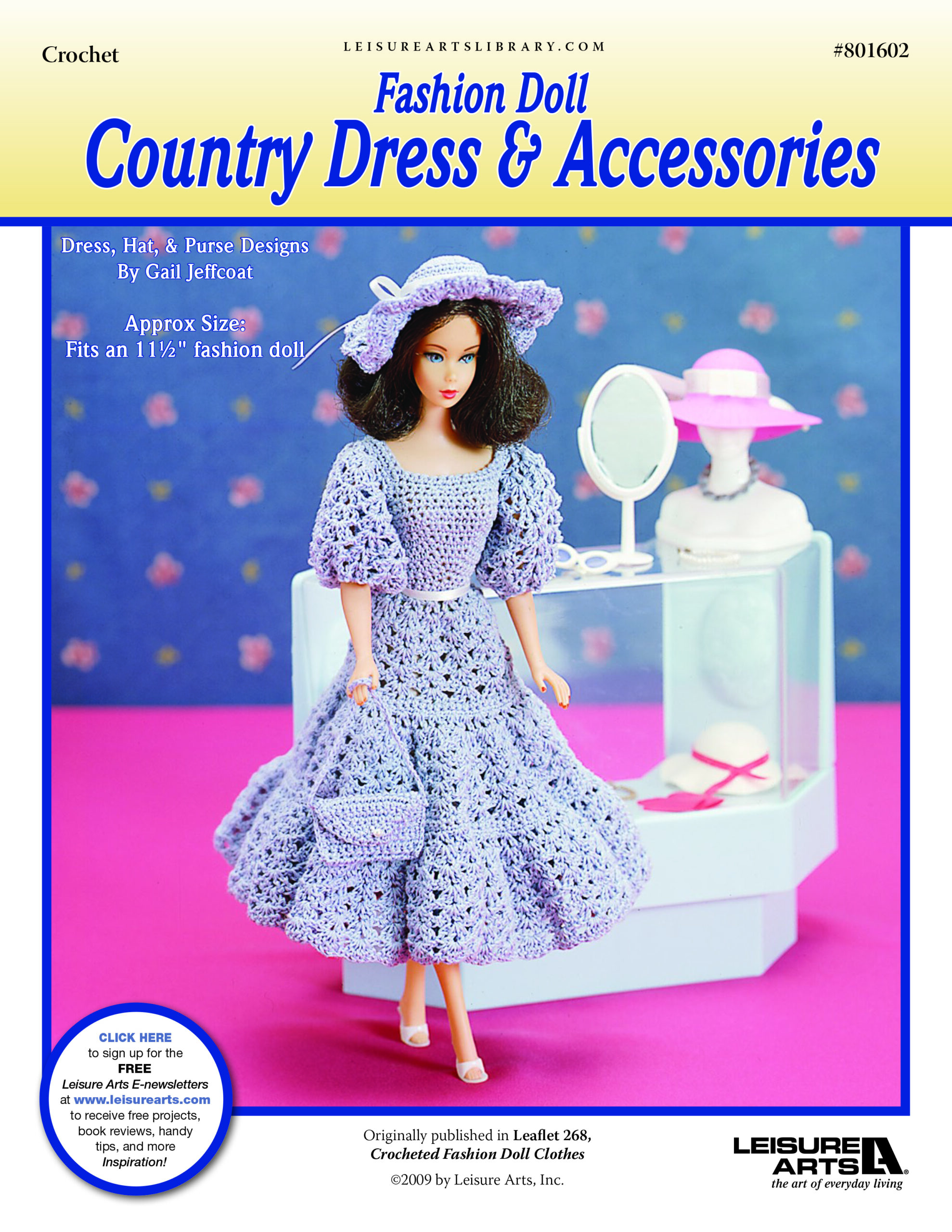 Leisure Arts Fashion Doll Clothes Dress Hat Purse Crochet ePattern