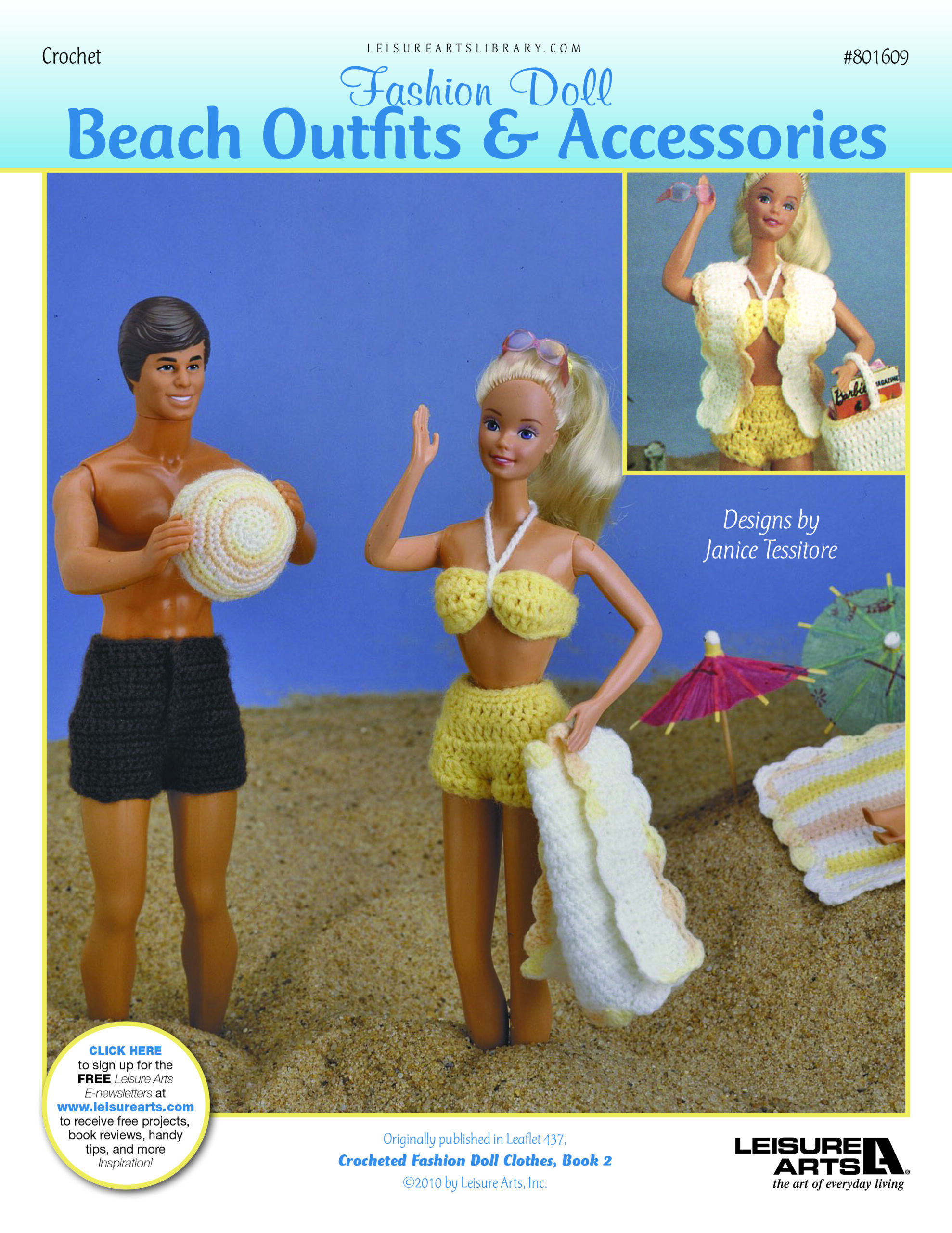 Leisure Arts Fashion Doll Clothes Book 2 Beach Outfits Accessories Crochet ePattern