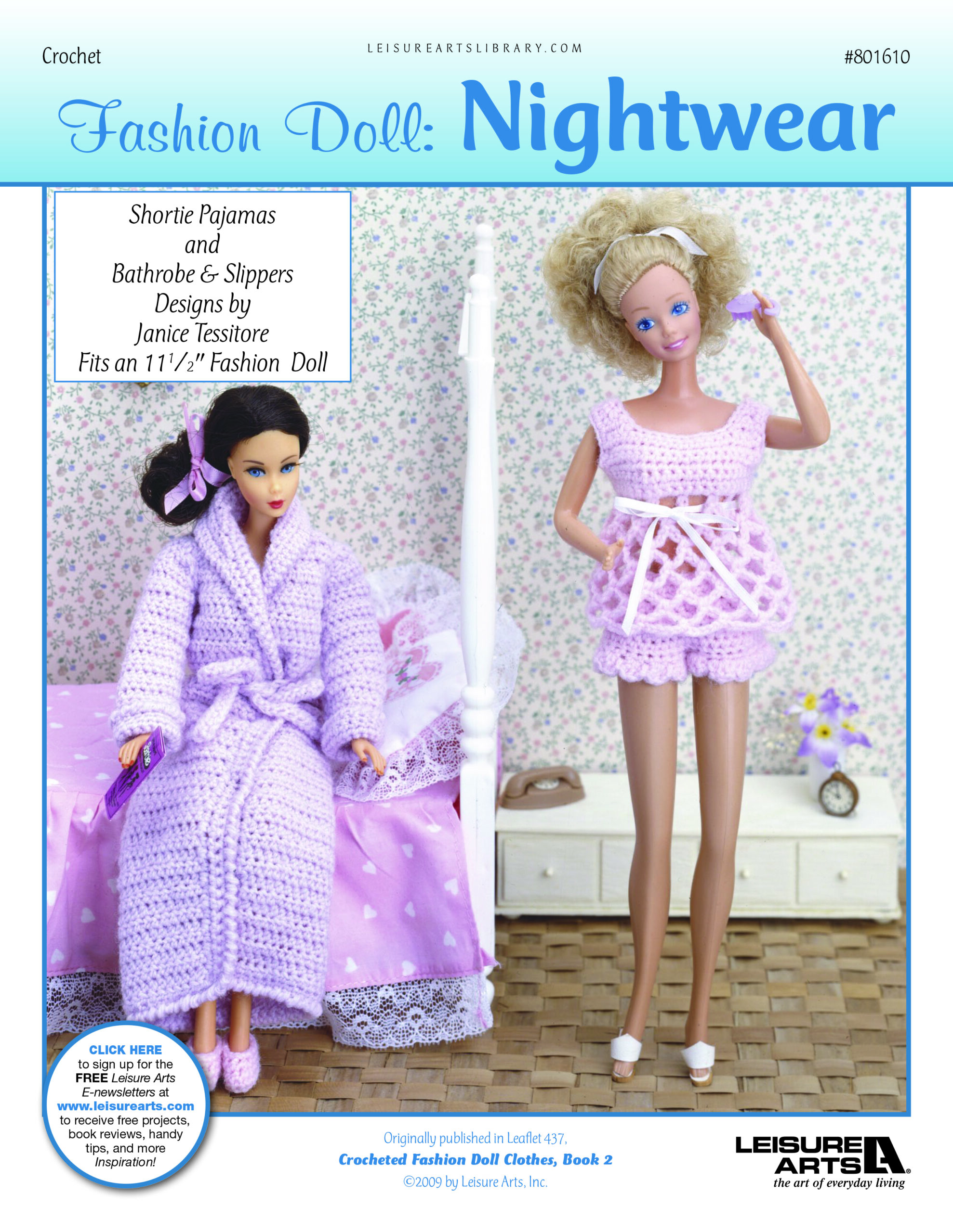 Leisure Arts Fashion Doll Clothes Book 2 Nightwear Crochet ePattern
