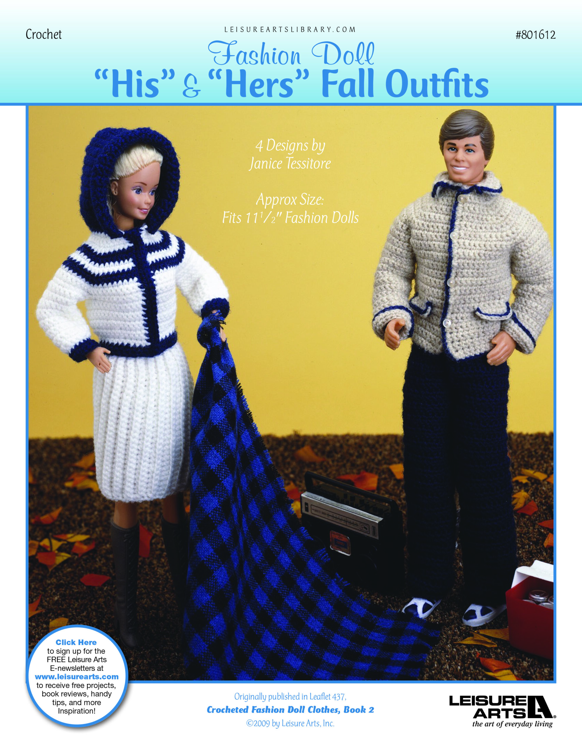 Leisure Arts Fashion Doll Clothes Book 2 His Hers Fall Outfits Crochet ePattern
