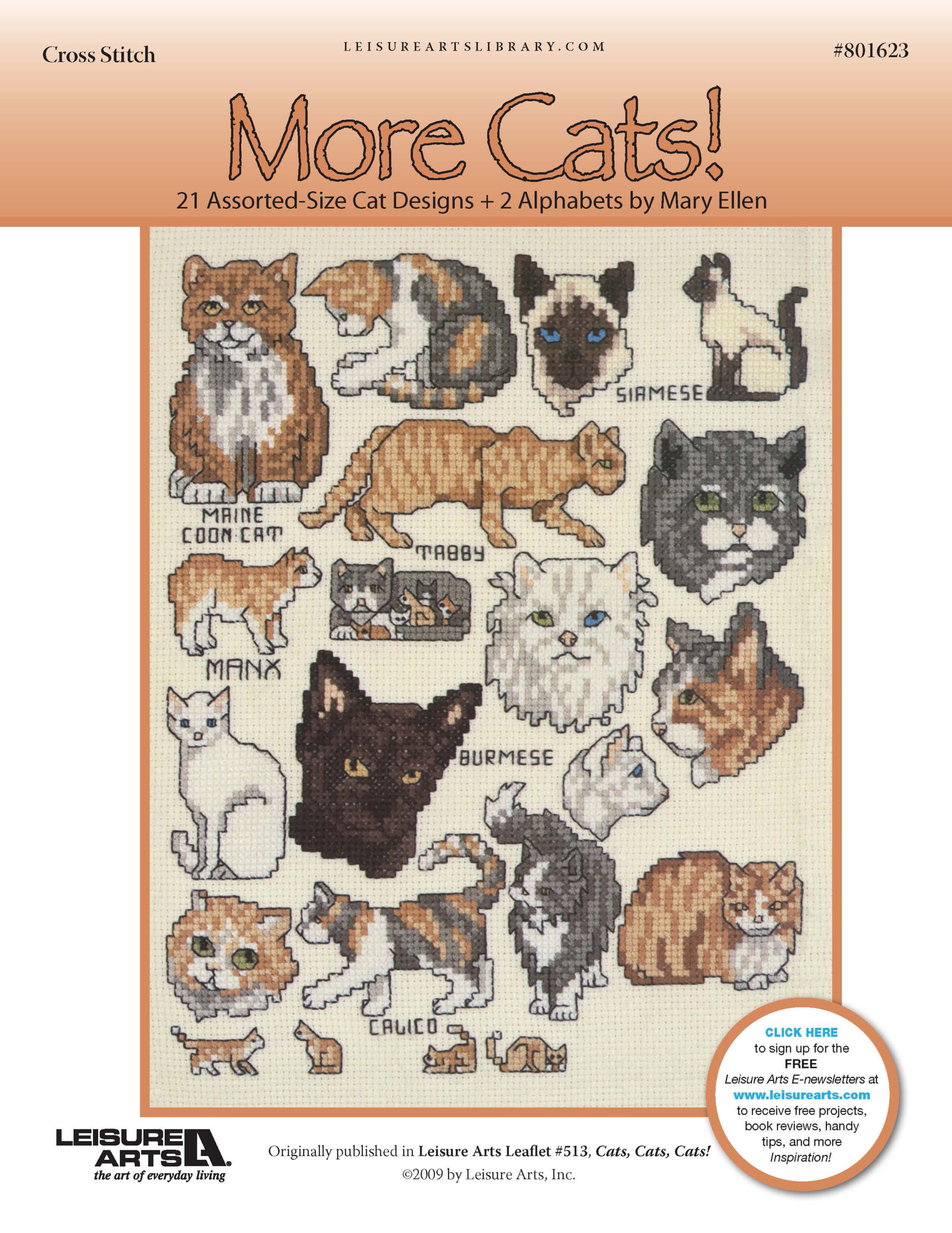 Leisure Arts More Cats Cross Stitch ePattern