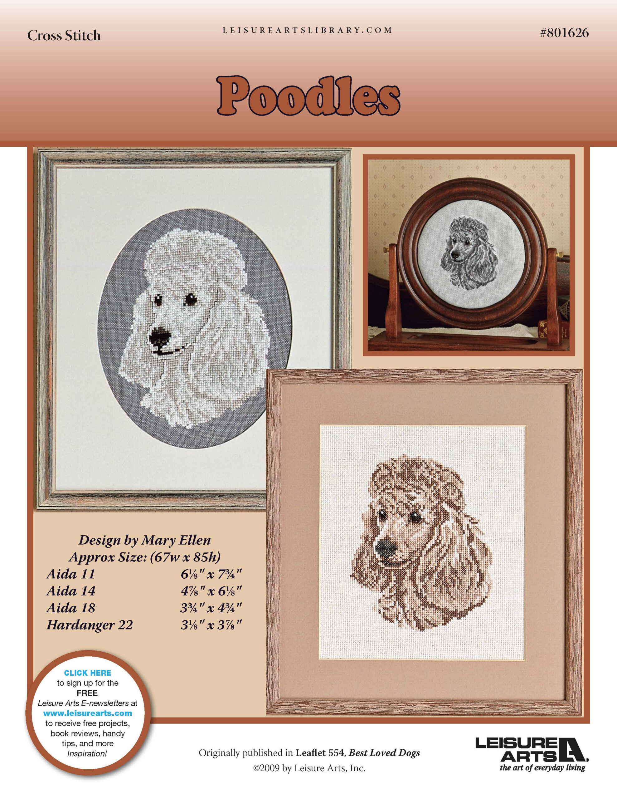 Leisure Arts Poodles Cross Stitch ePattern