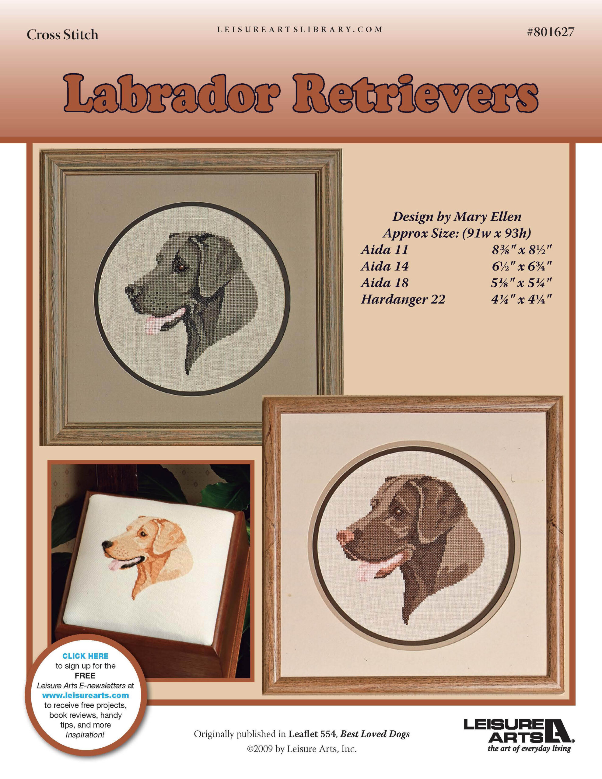 Leisure Arts Labrador Retrievers Cross Stitch ePattern