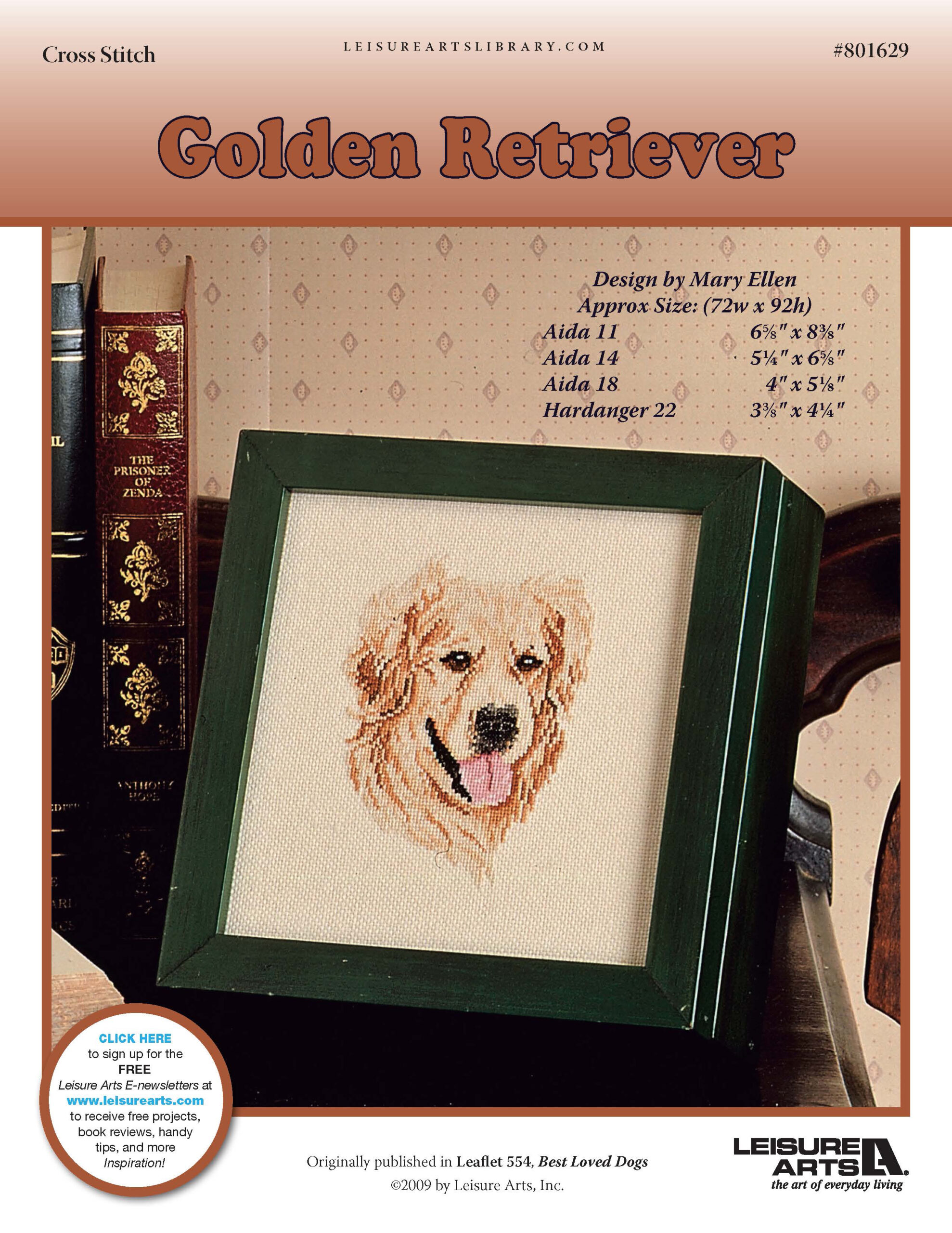 Leisure Arts Golden Retriever Cross Stitch ePattern
