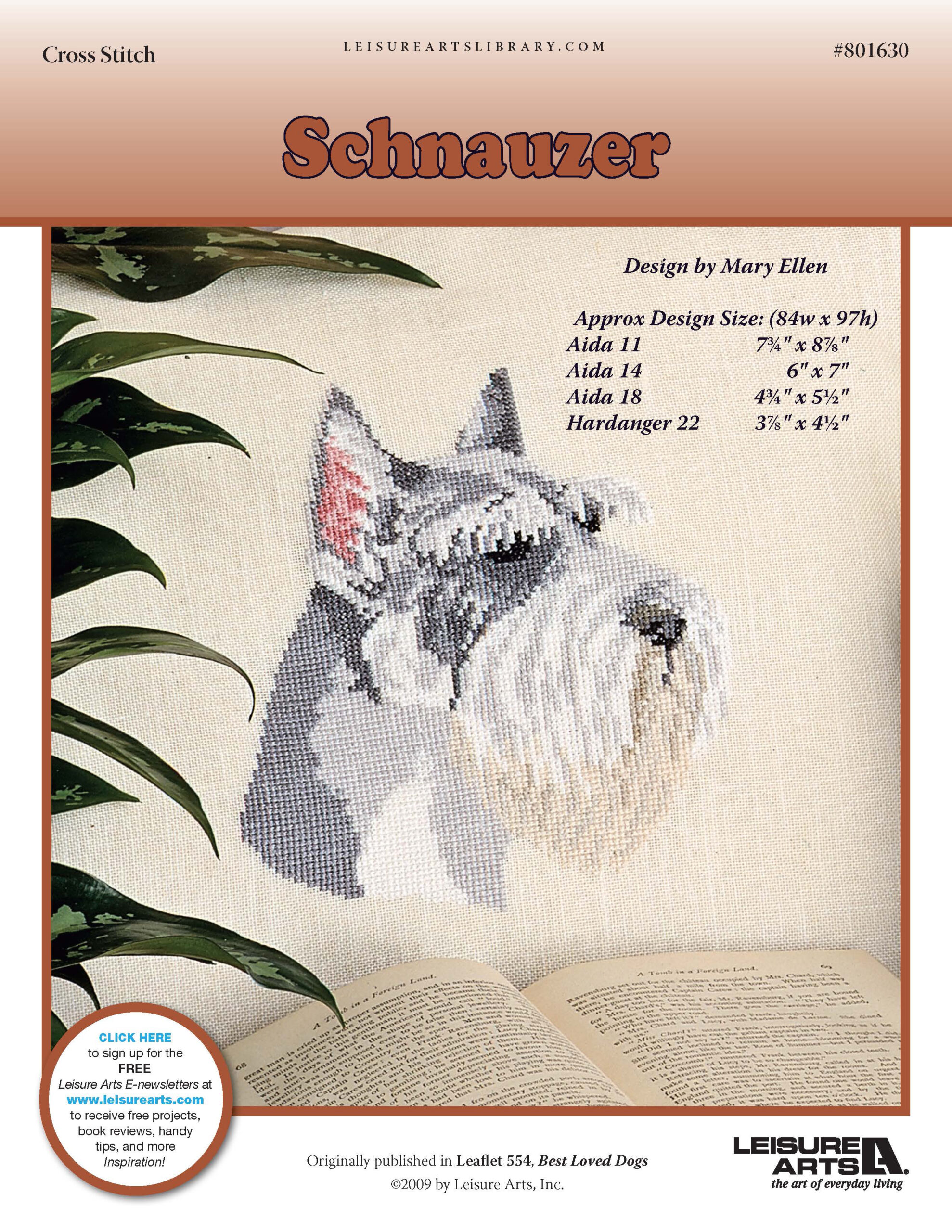Leisure Arts Schnauzer Cross Stitch ePattern