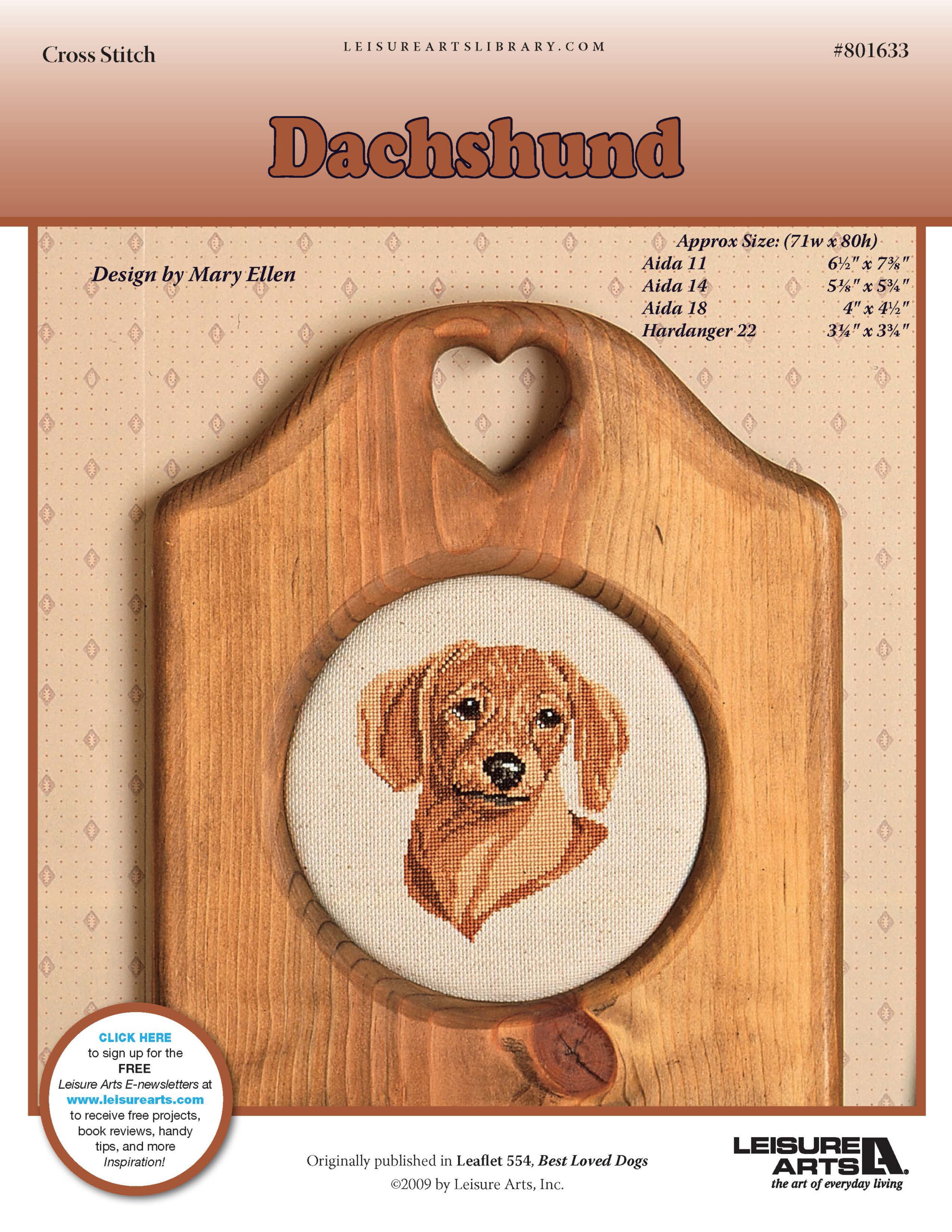 Leisure Arts Dachshund Cross Stitch ePattern