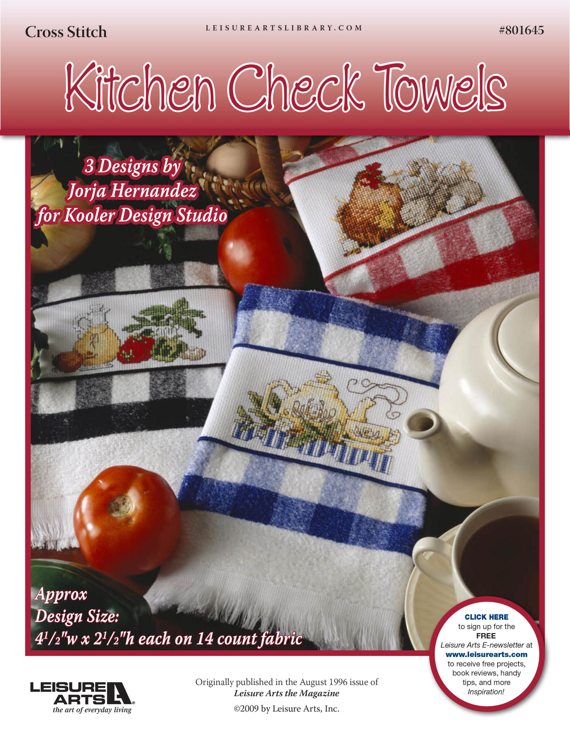 Leisure Arts Kitchen Check Towels Cross Stitch ePattern