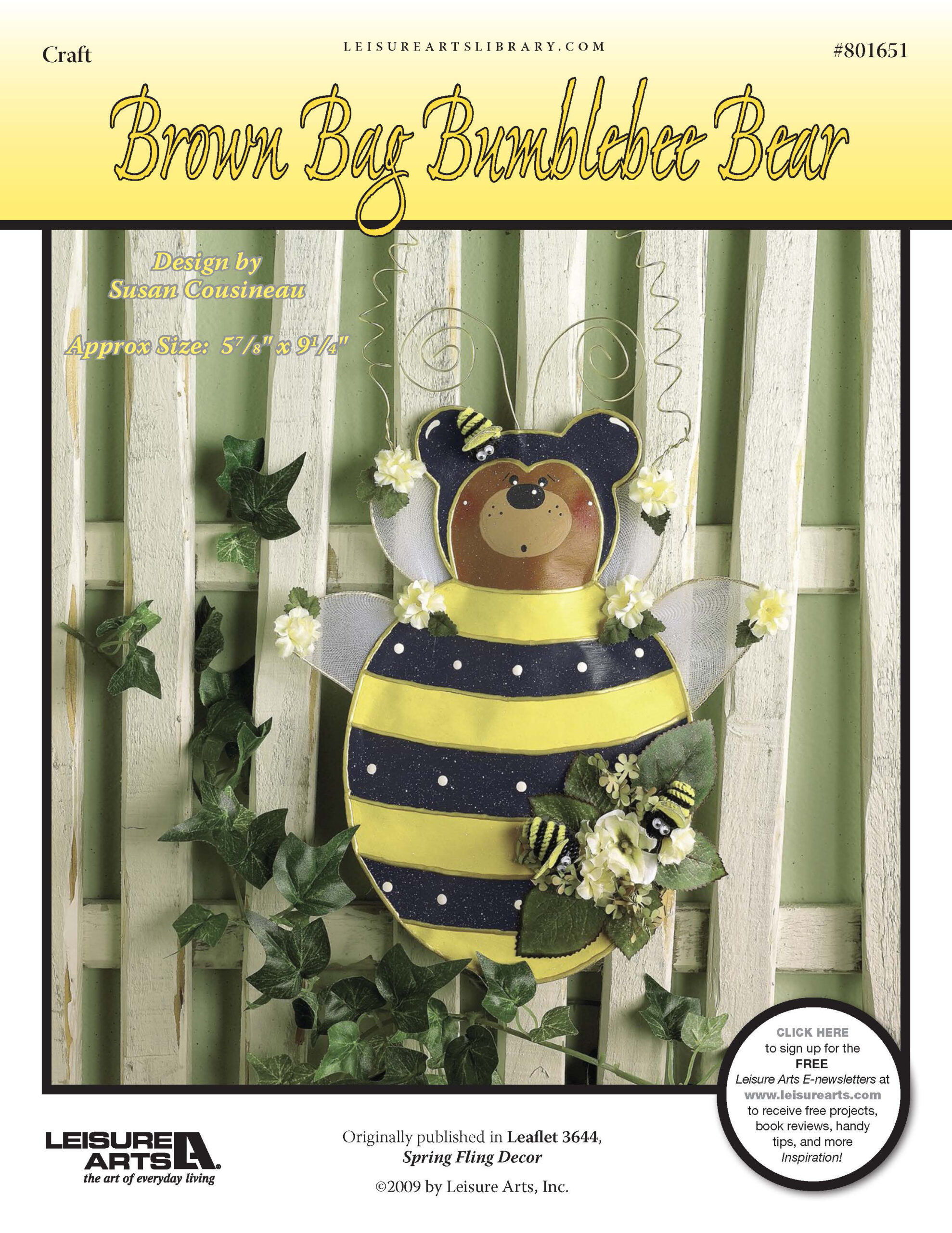 Leisure Arts Spring Fling DÃƒÂ©cor Brown Bag Bumblebee Bear Craft ePattern