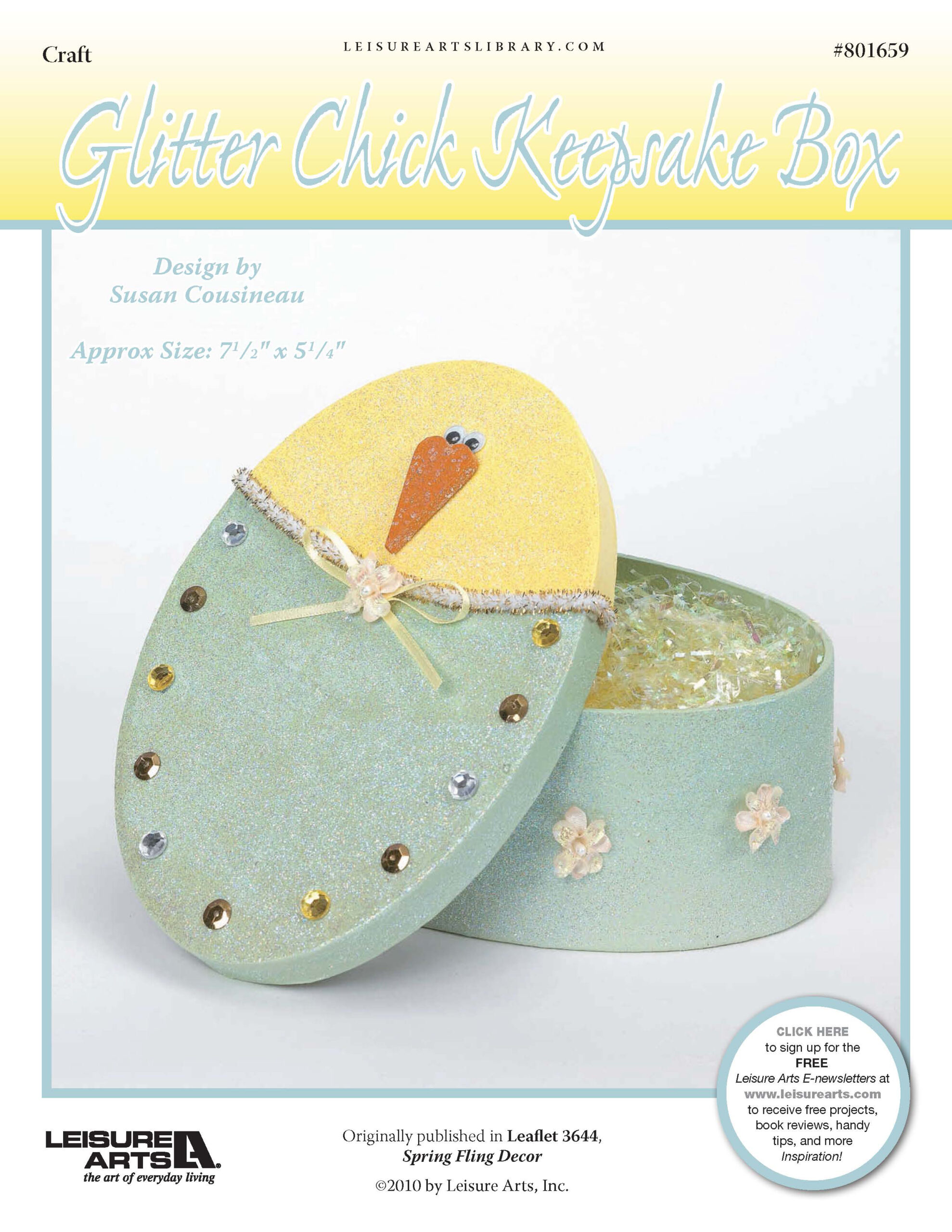 Leisure Arts Spring Fling DÃƒÂ©cor Glitter Chick Keepsake Box Craft ePattern