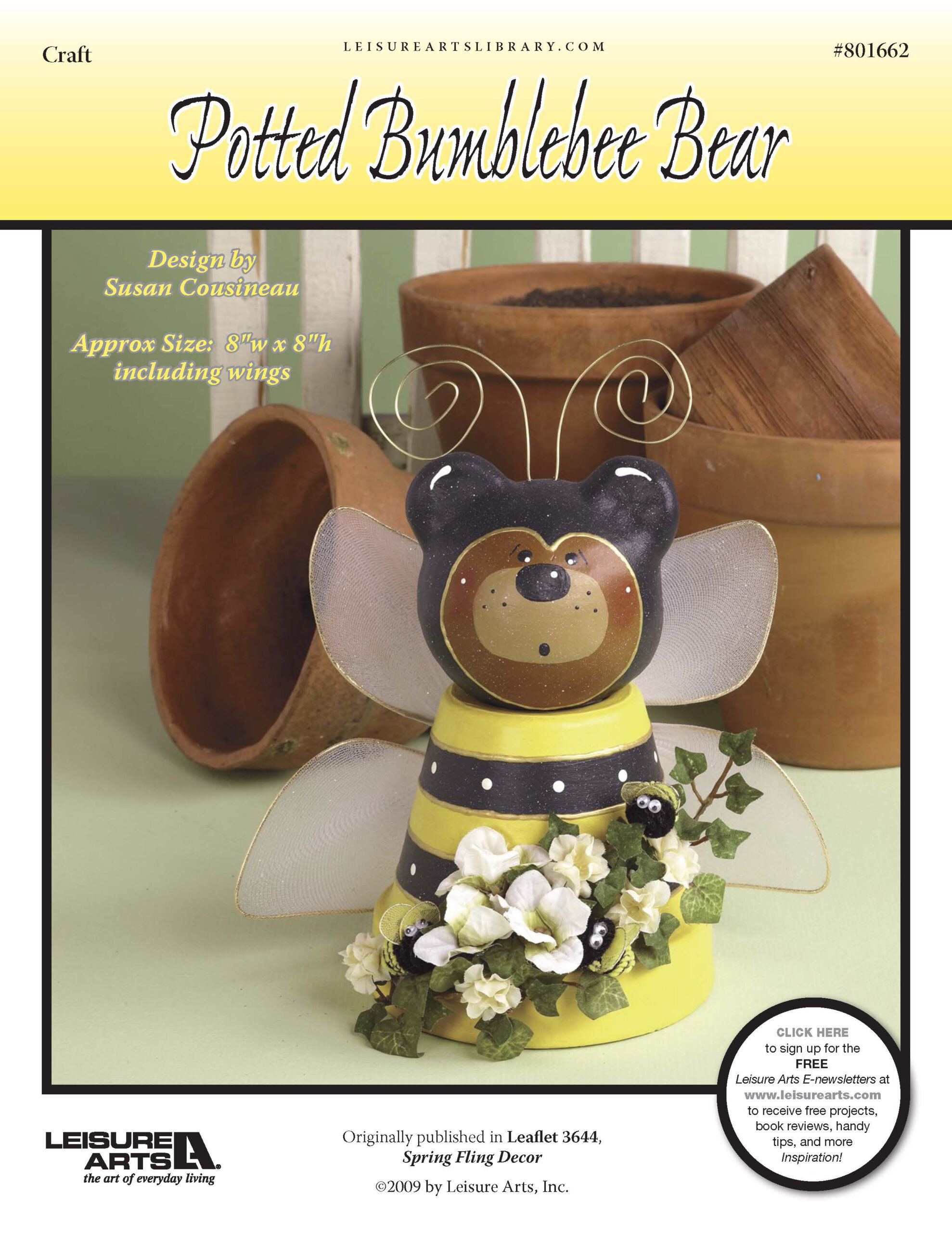 Leisure Arts Spring Fling DÃƒÂ©cor Potted Bumblebee Bear Craft ePattern