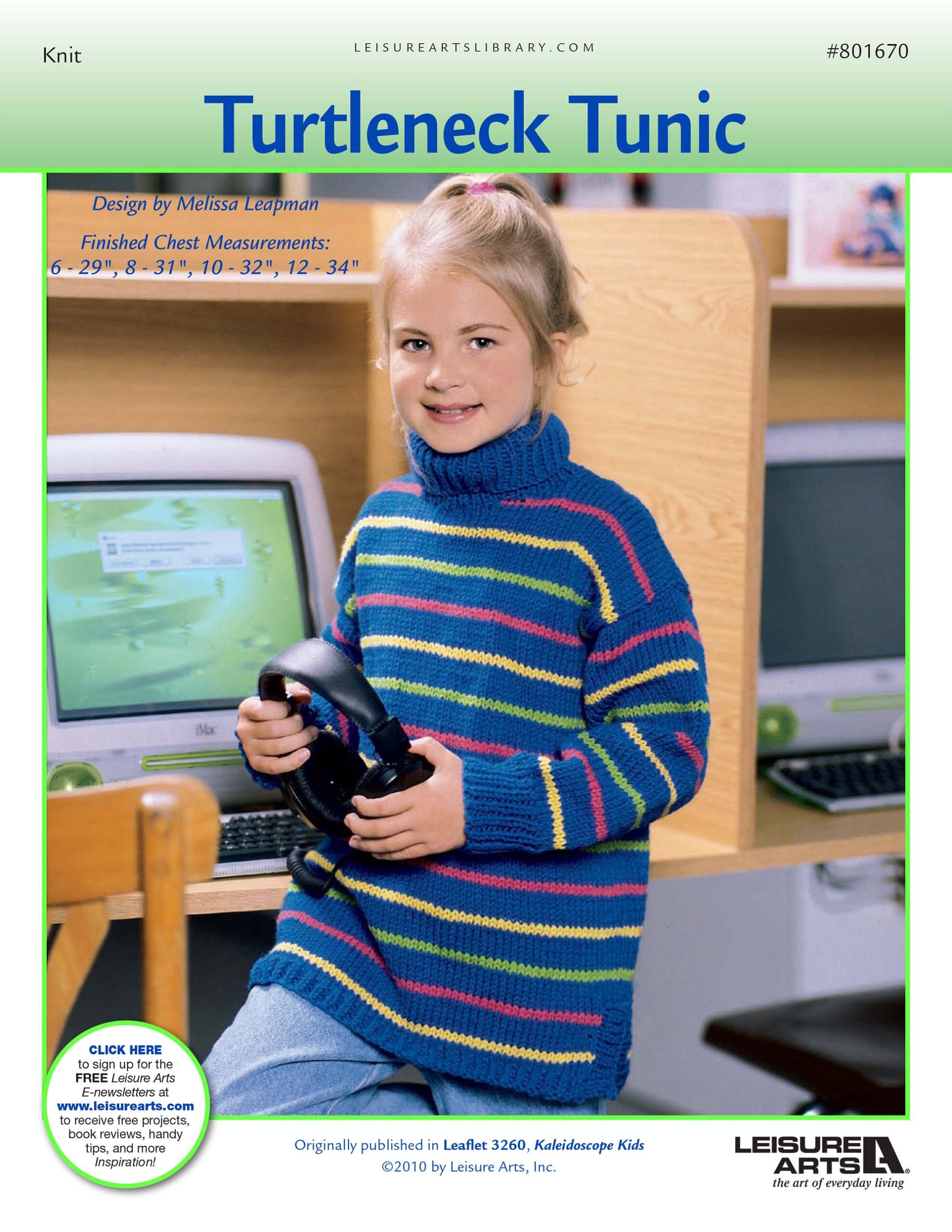 Leisure Arts Kaleidoscope Kids Turtleneck Tunic Knit ePattern