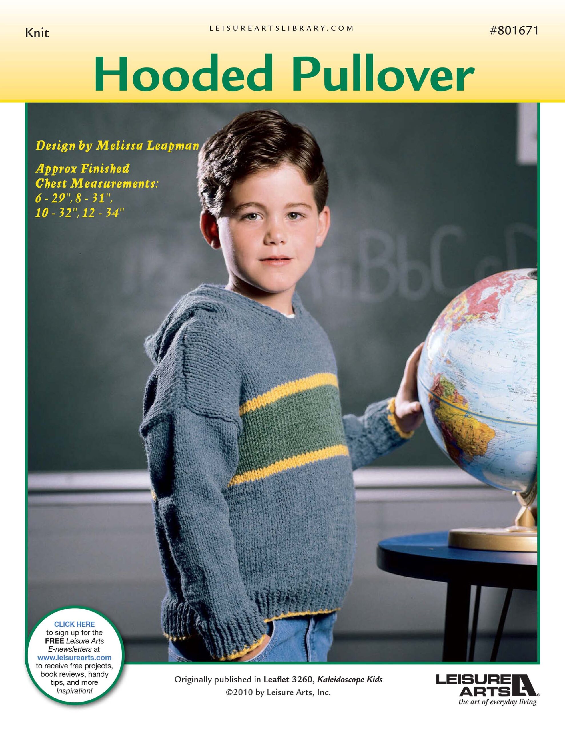 Leisure Arts Kaleidoscope Kids Hooded Pullover Knit ePattern