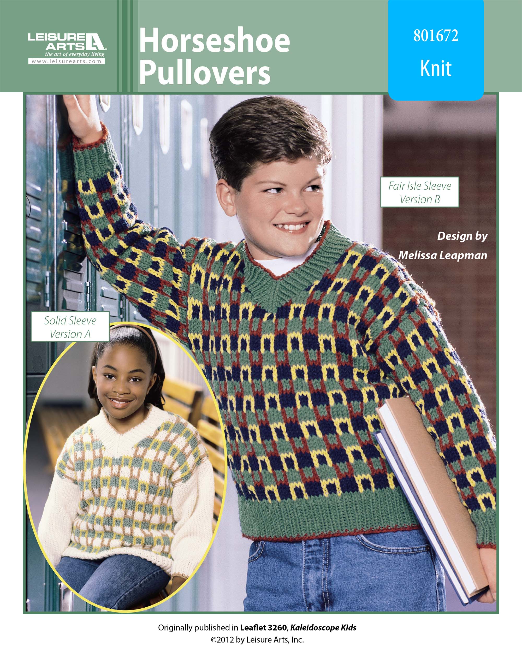 Leisure Arts Kaleidoscope Kids Horseshoe Pullovers Knit ePattern