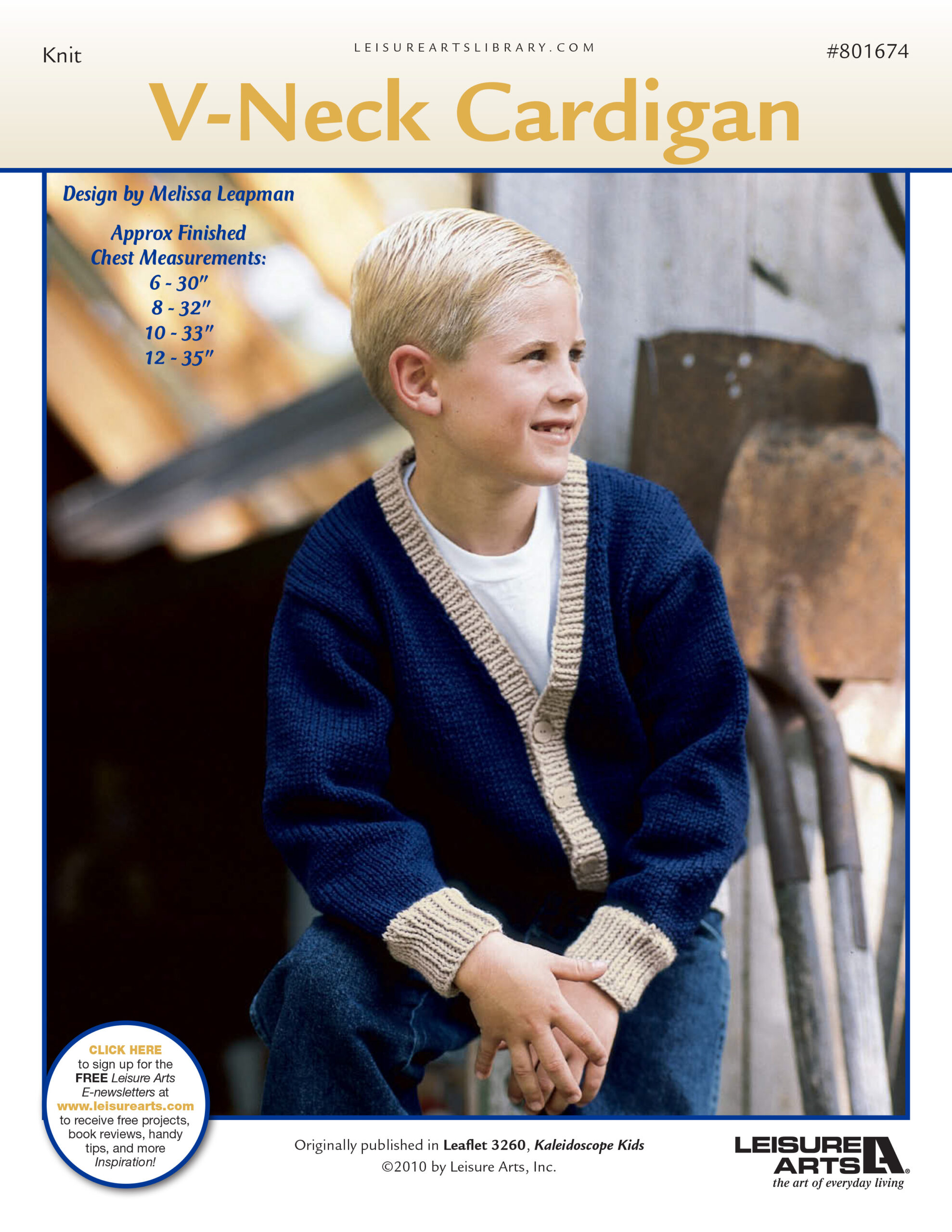 Leisure Arts Kaleidoscope Kids VNeck Cardigan Knit Digital Pattern