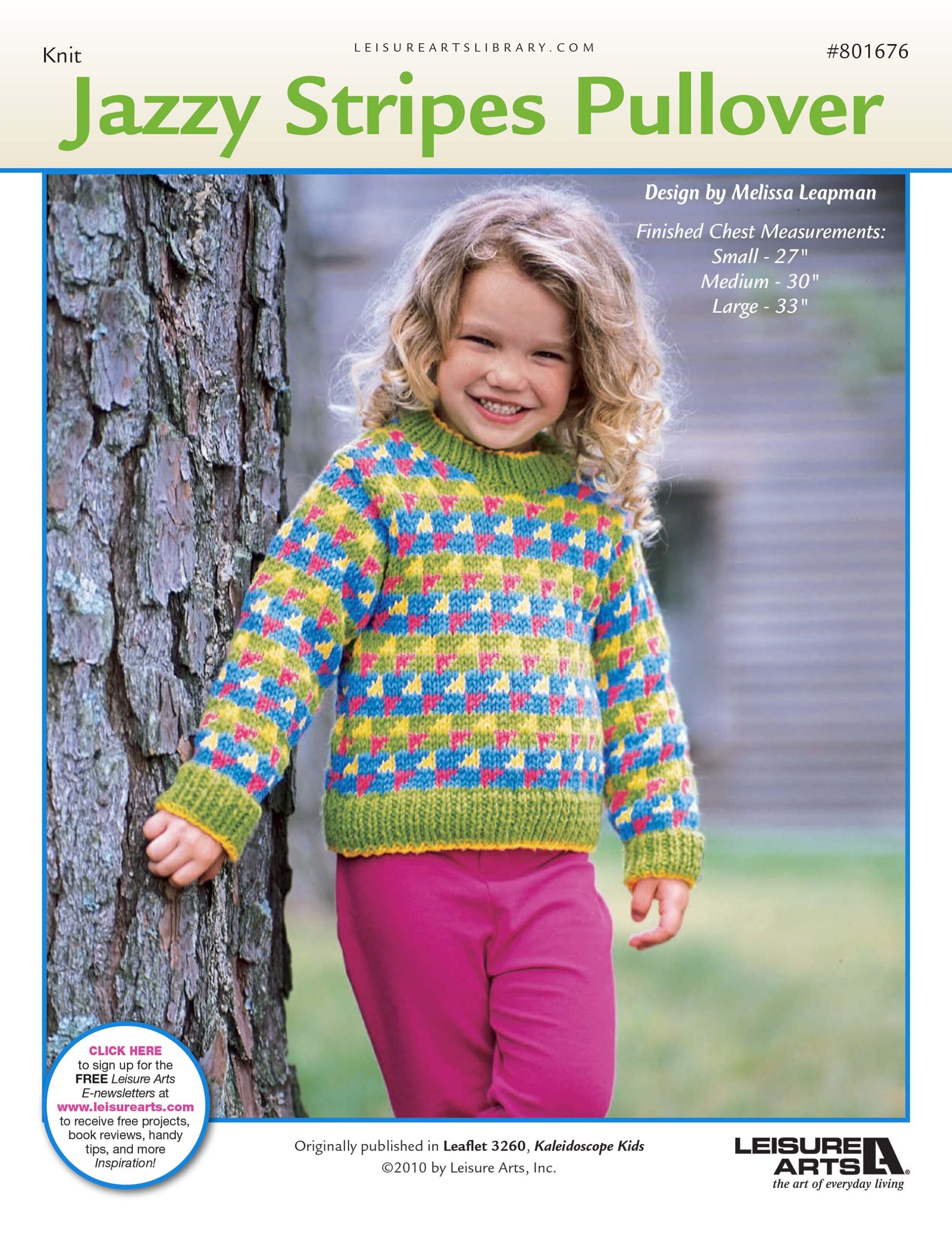 Leisure Arts Kaleidoscope Kids Jazzy Stripes Pullover Knit Digital Pattern