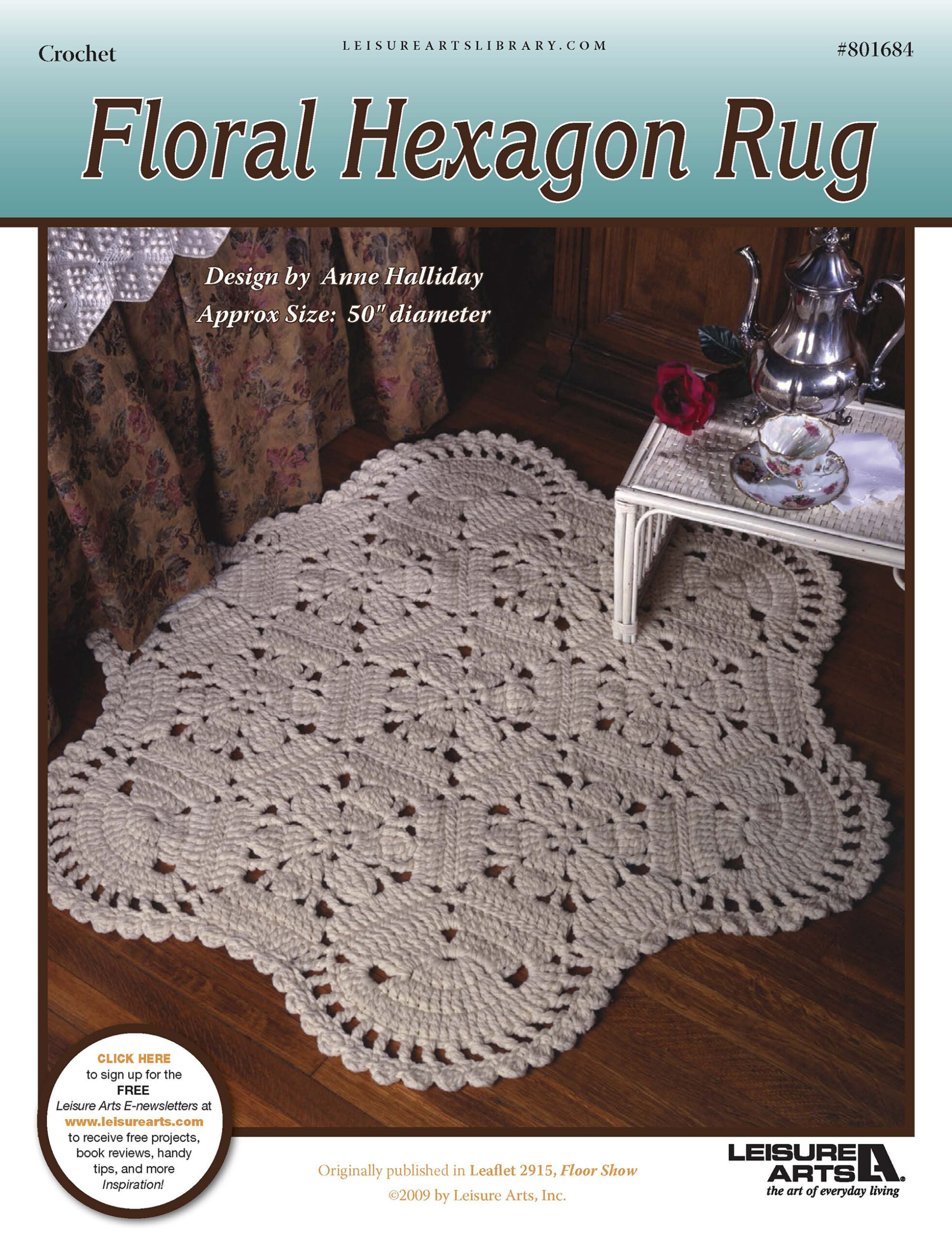 Leisure Arts Floor Show Floral Hexagon Rug Crochet Digital Pattern