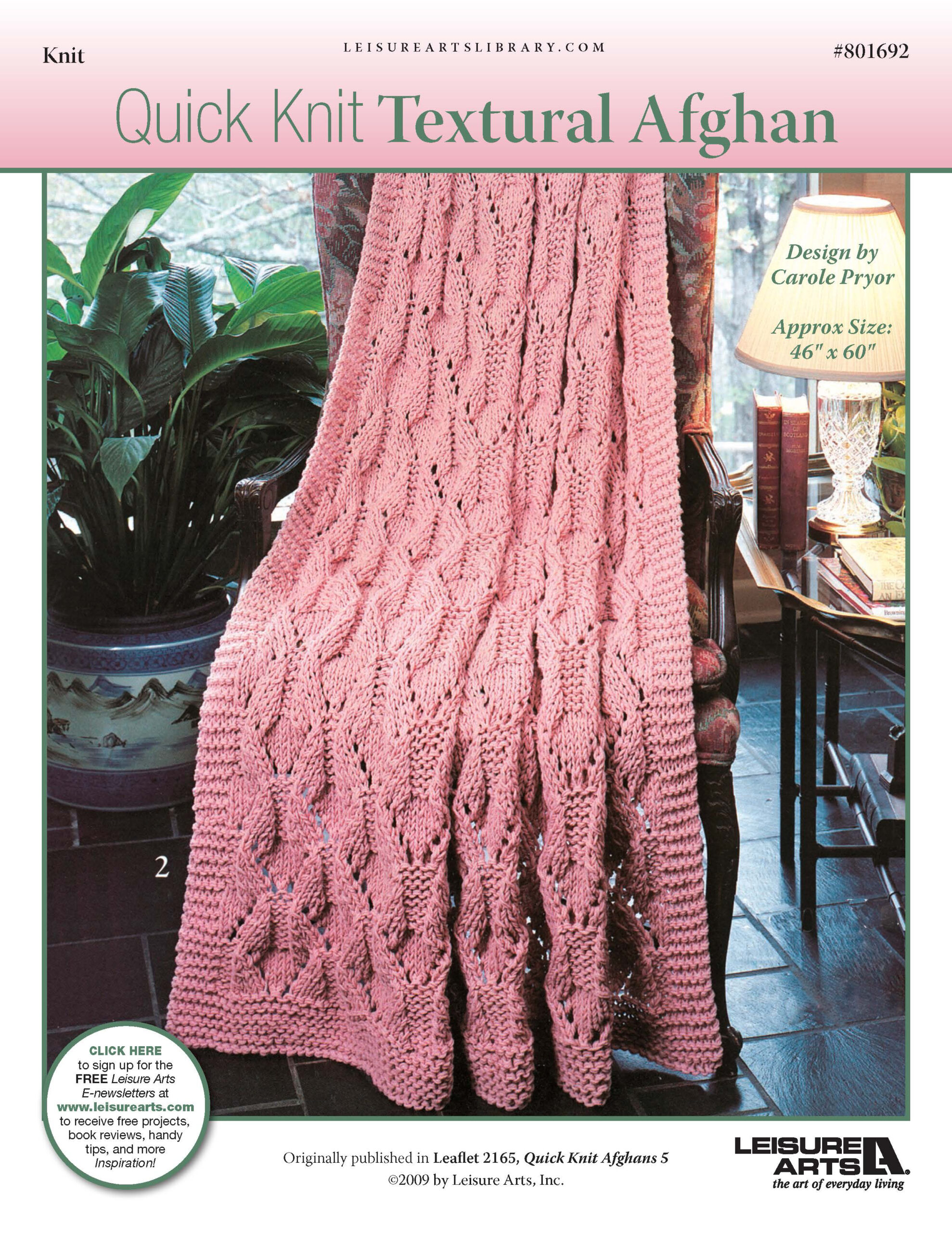 Leisure Arts Quick Knit Textural Afghan ePattern
