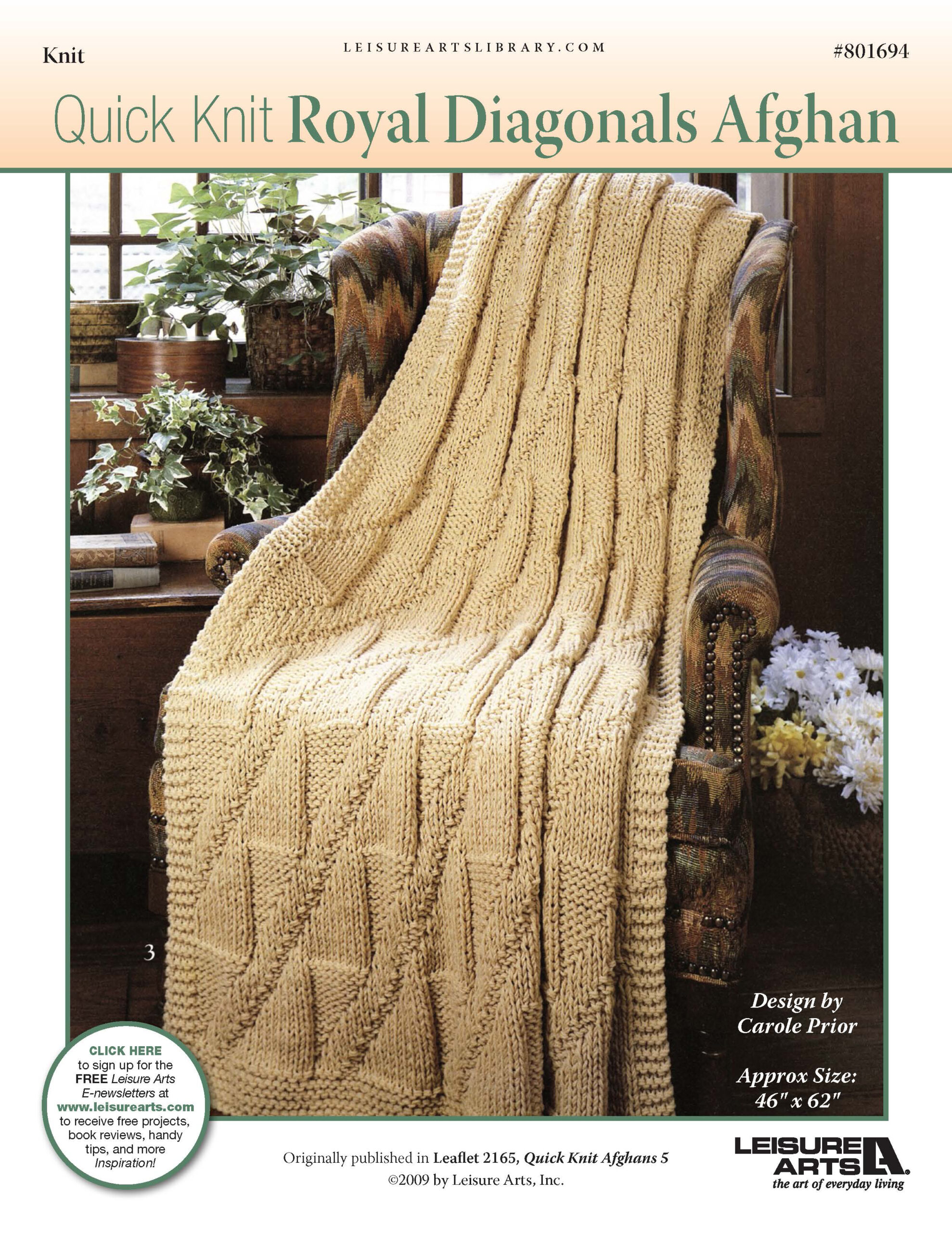 Leisure Arts Quick Knit Royal Diagonals Afghan ePattern
