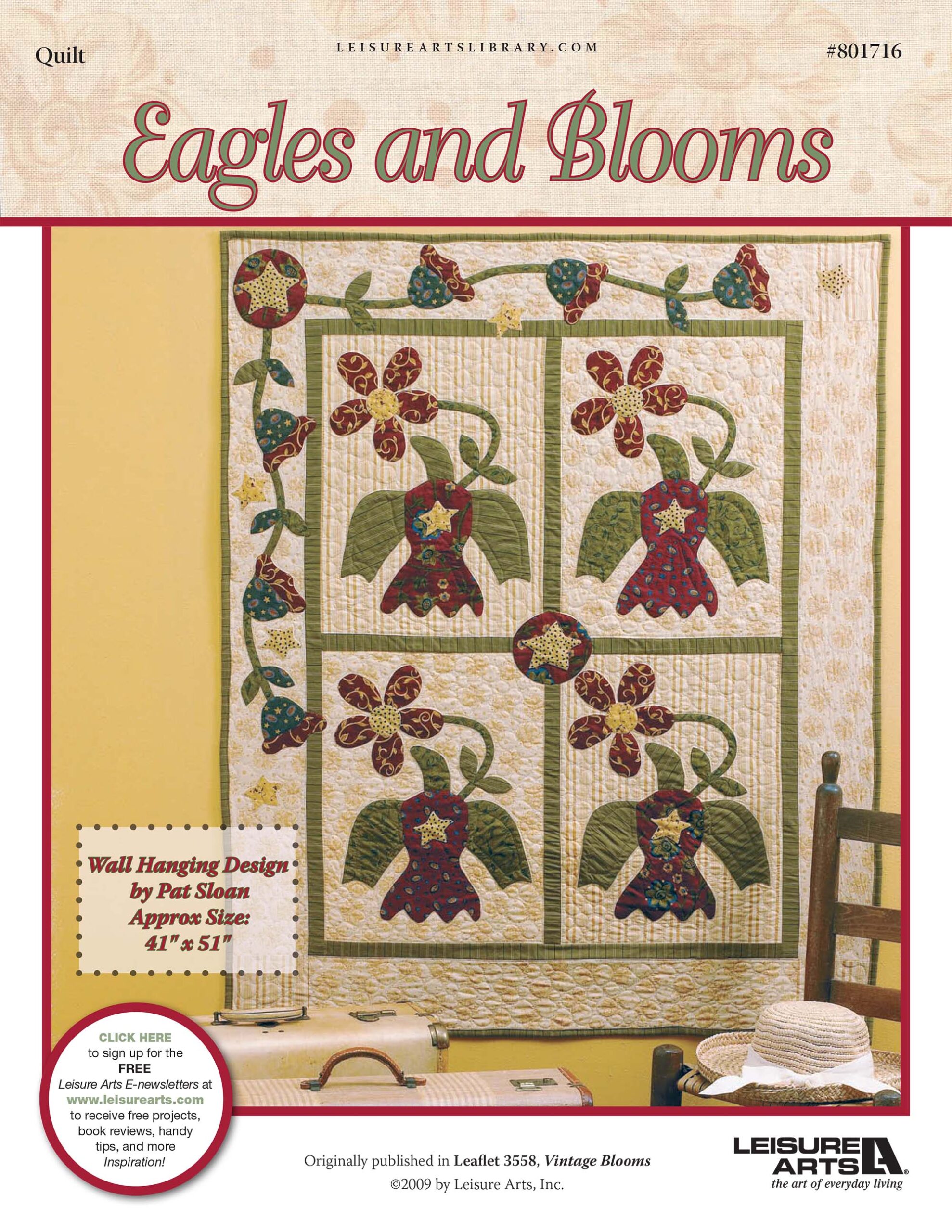 Leisure Arts Vintage Blooms Eagles Blooms Wall Hanging Quilt ePattern